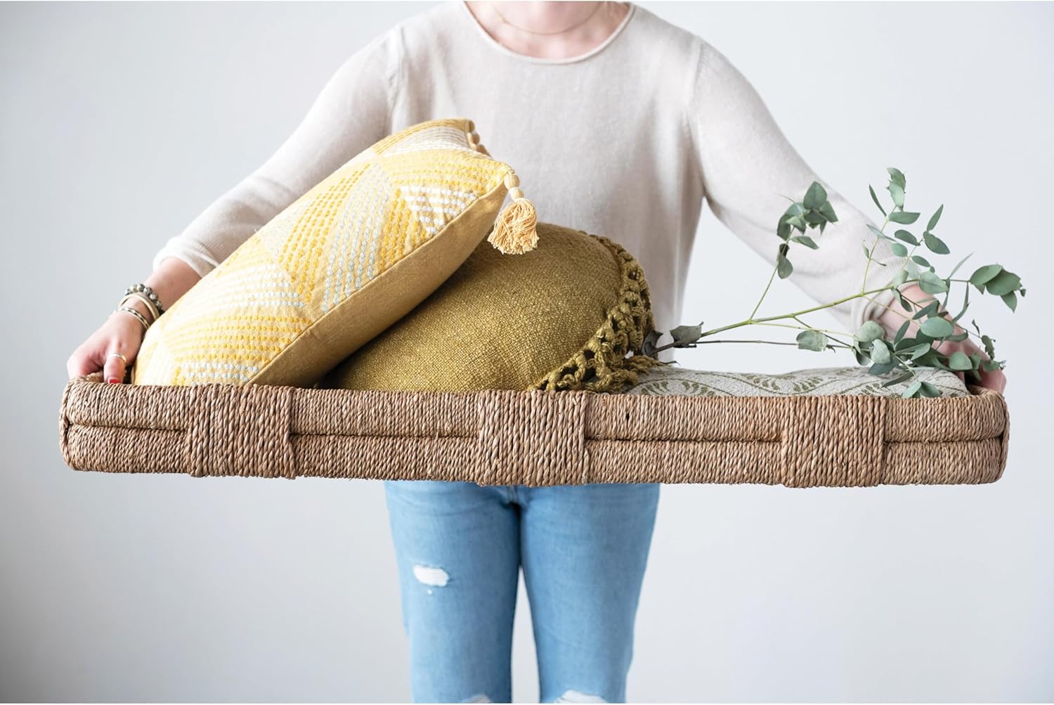 Creative Co-Op Hand-Woven Bankuan Decorative Tray Natural