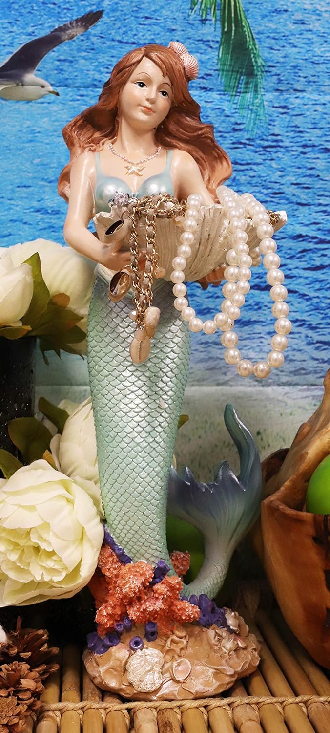 Ebros 17 Inch Tall Mermaid Ariel Statue with Oyster Shell