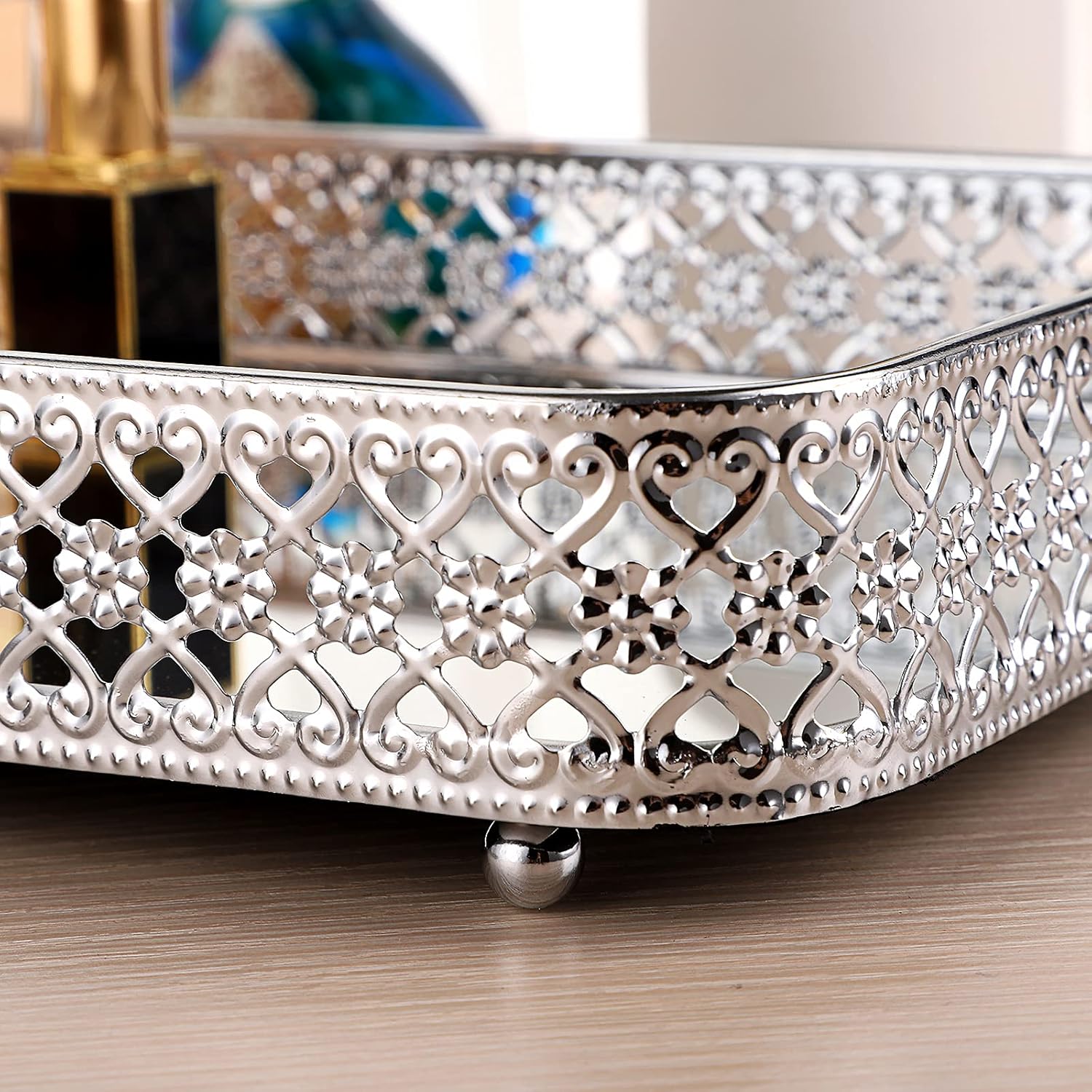 ELLDOO Decorative Mirror Jewelry Storage Tray