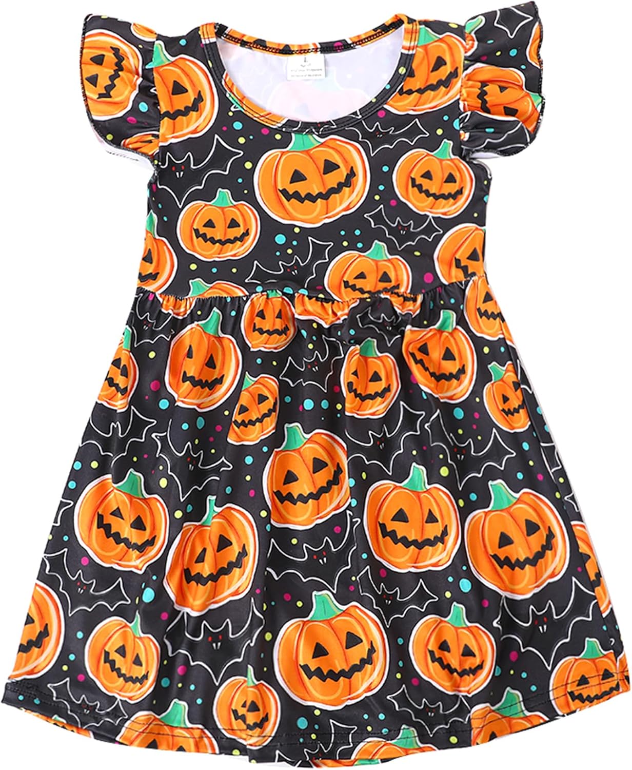 Halloween Christmas Toddler Girls Dress with Pumpkin Spider Ghost Print