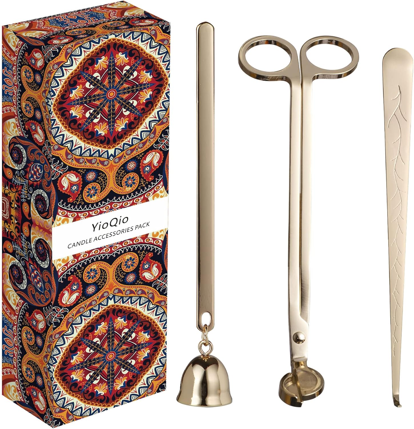 3-in-1 Candle Accessory Set - Wick Trimmer Dipper Cutter Snuffer Gold