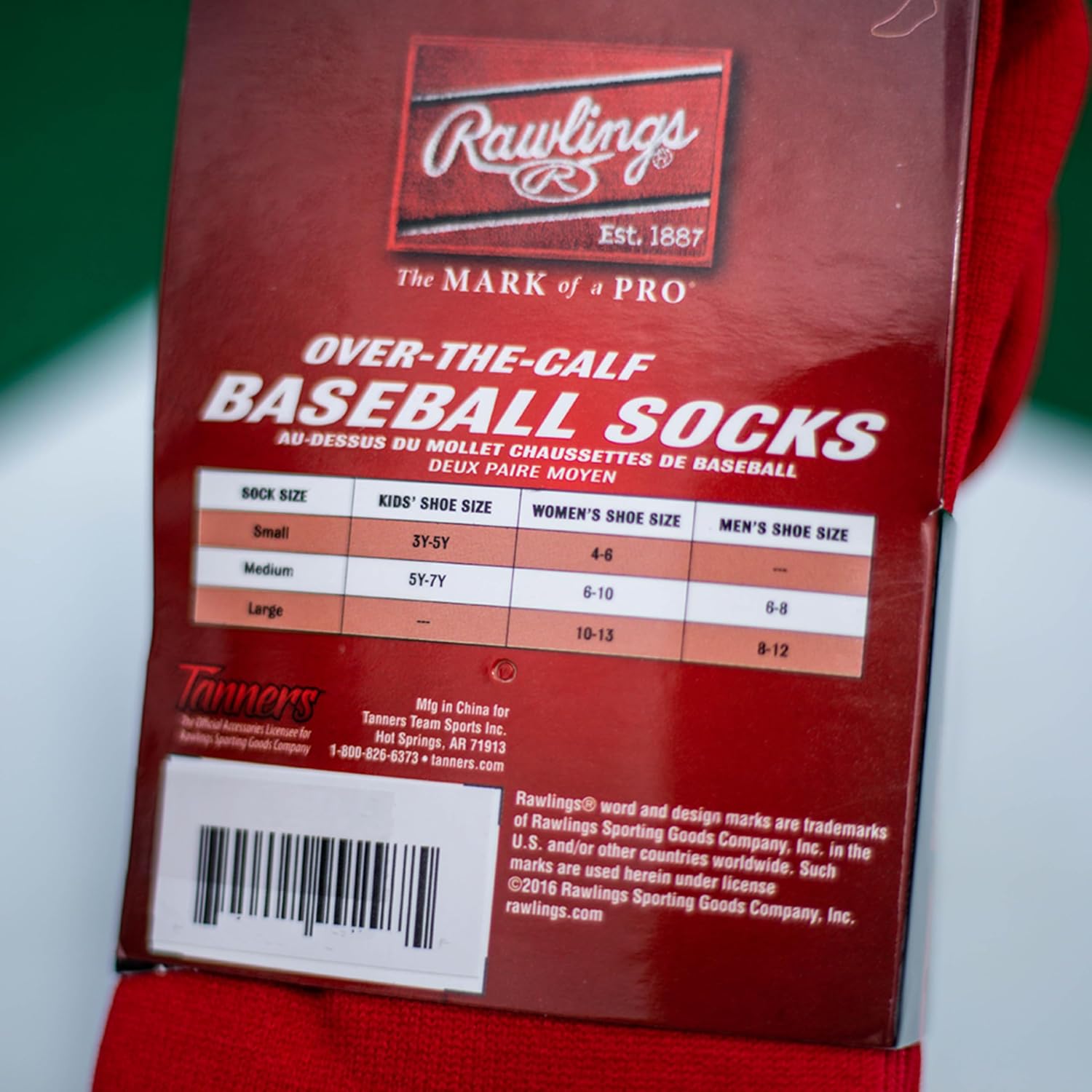 Rawlings 2 Pair Athletic Socks for Baseball Softball