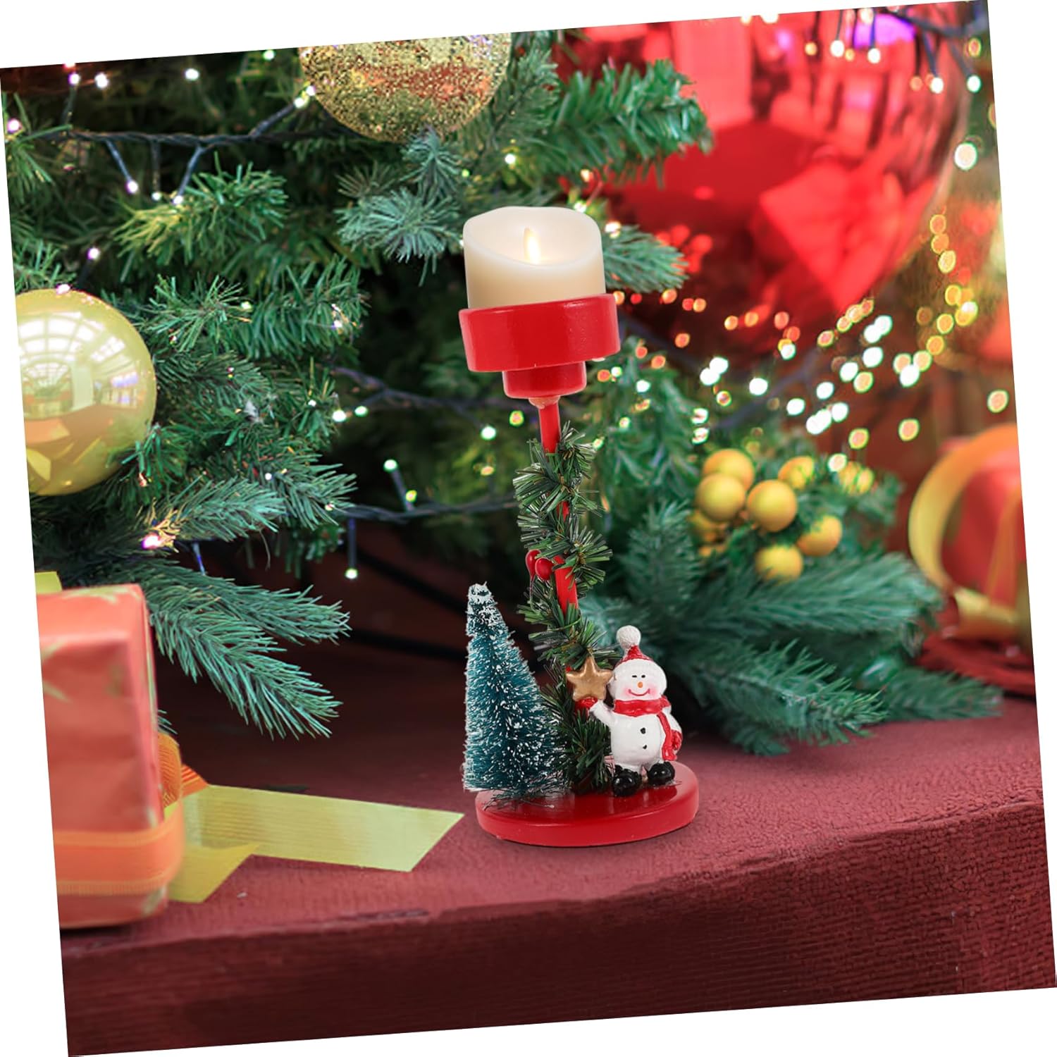 Gatuida Resin Snowman Candle Holders for Holiday Decor