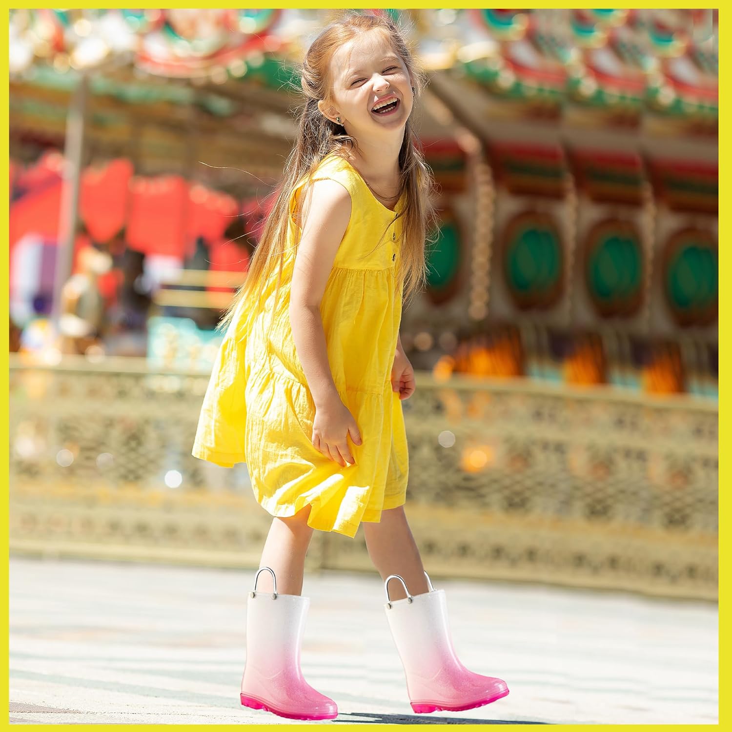 Puddle Play Kids PVC Glitter Rain Boots with Handles