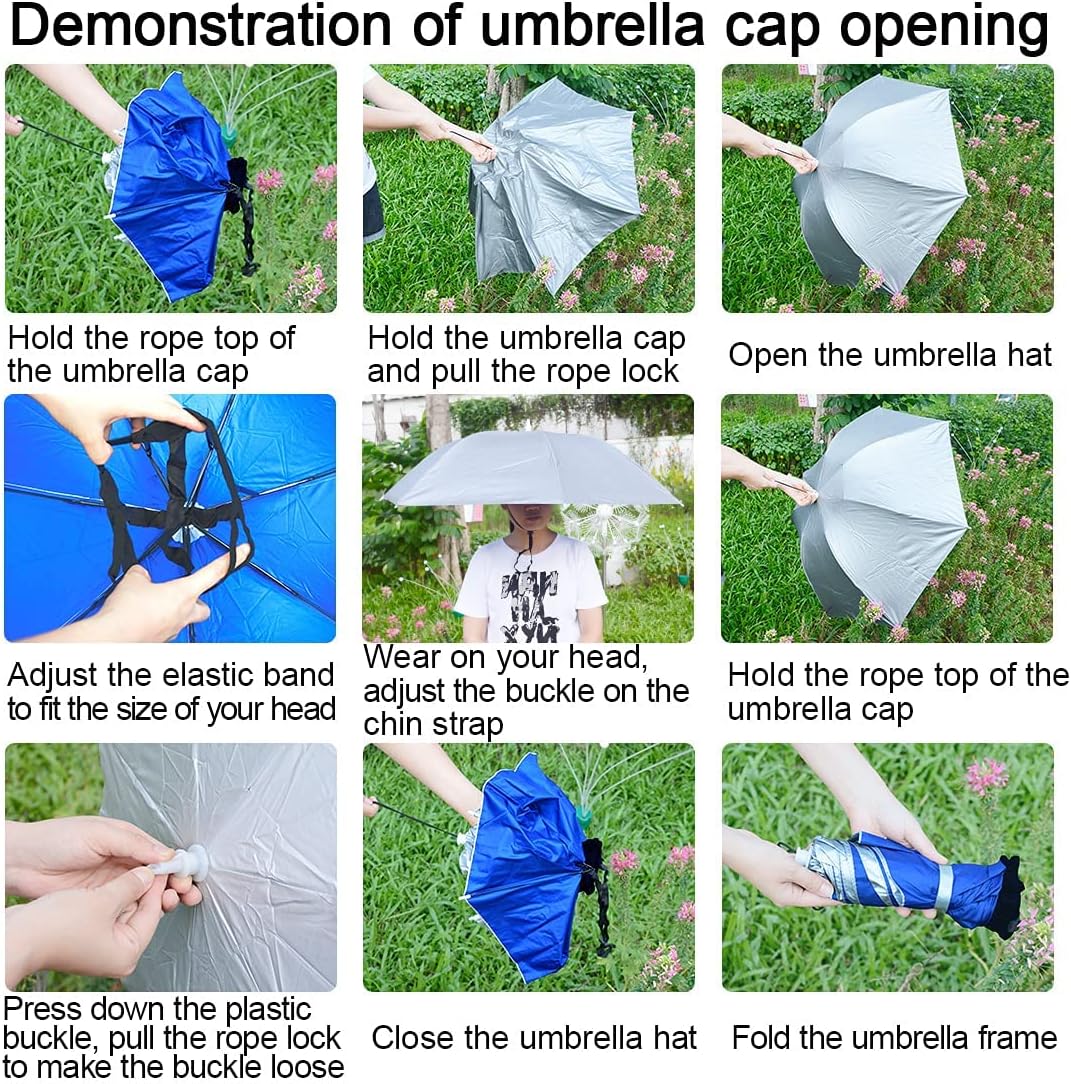 NEW-Vi Adjustable Sun Rain Cap with Umbrella