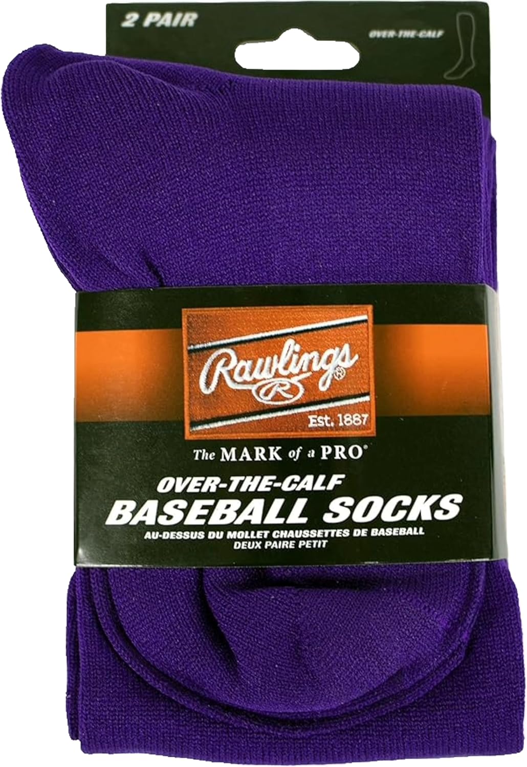 Rawlings 2 Pair Athletic Socks for Baseball Softball