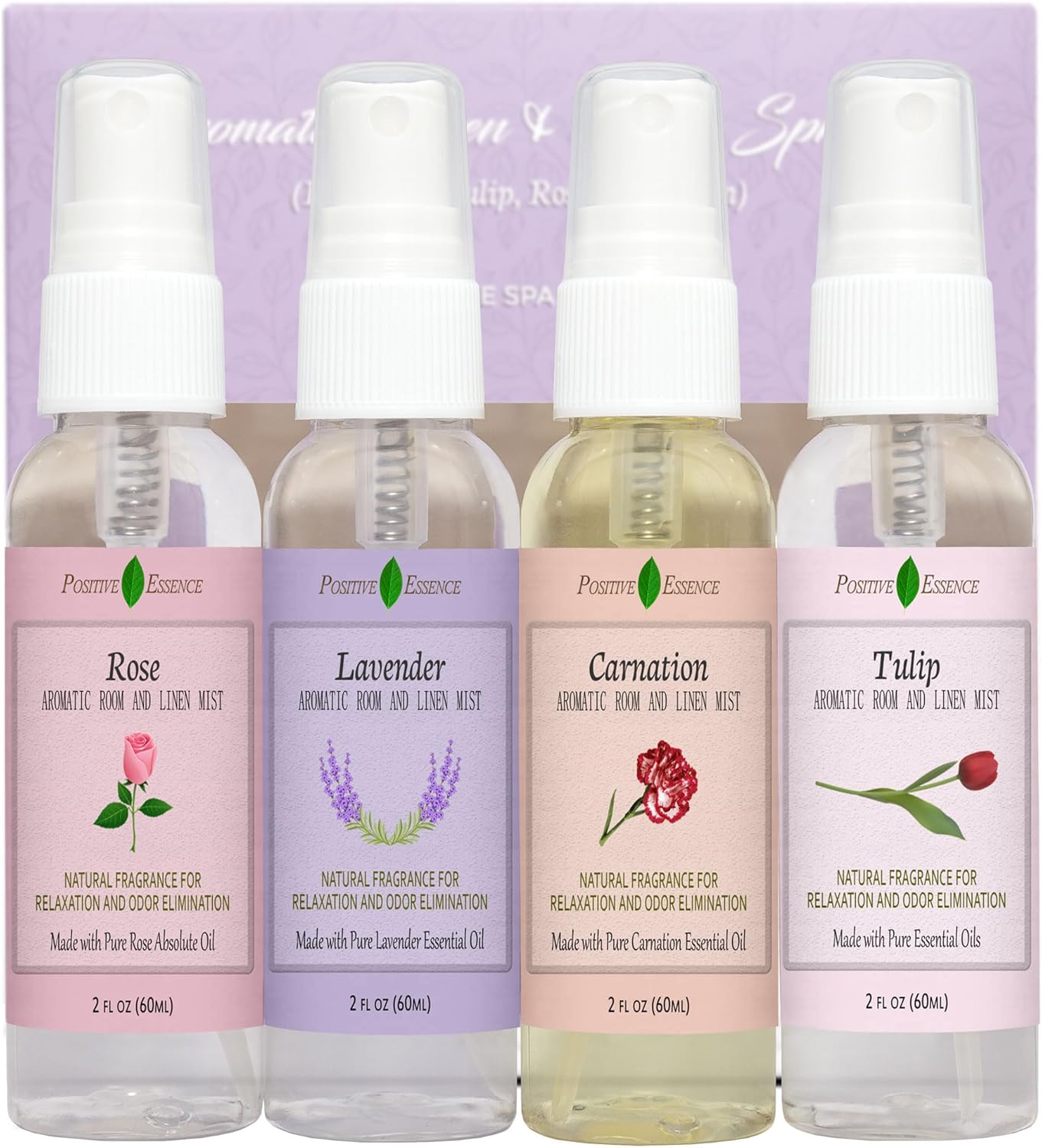 Positive Essence Linen Room Spray Floral Gift Set 4-Pack 1