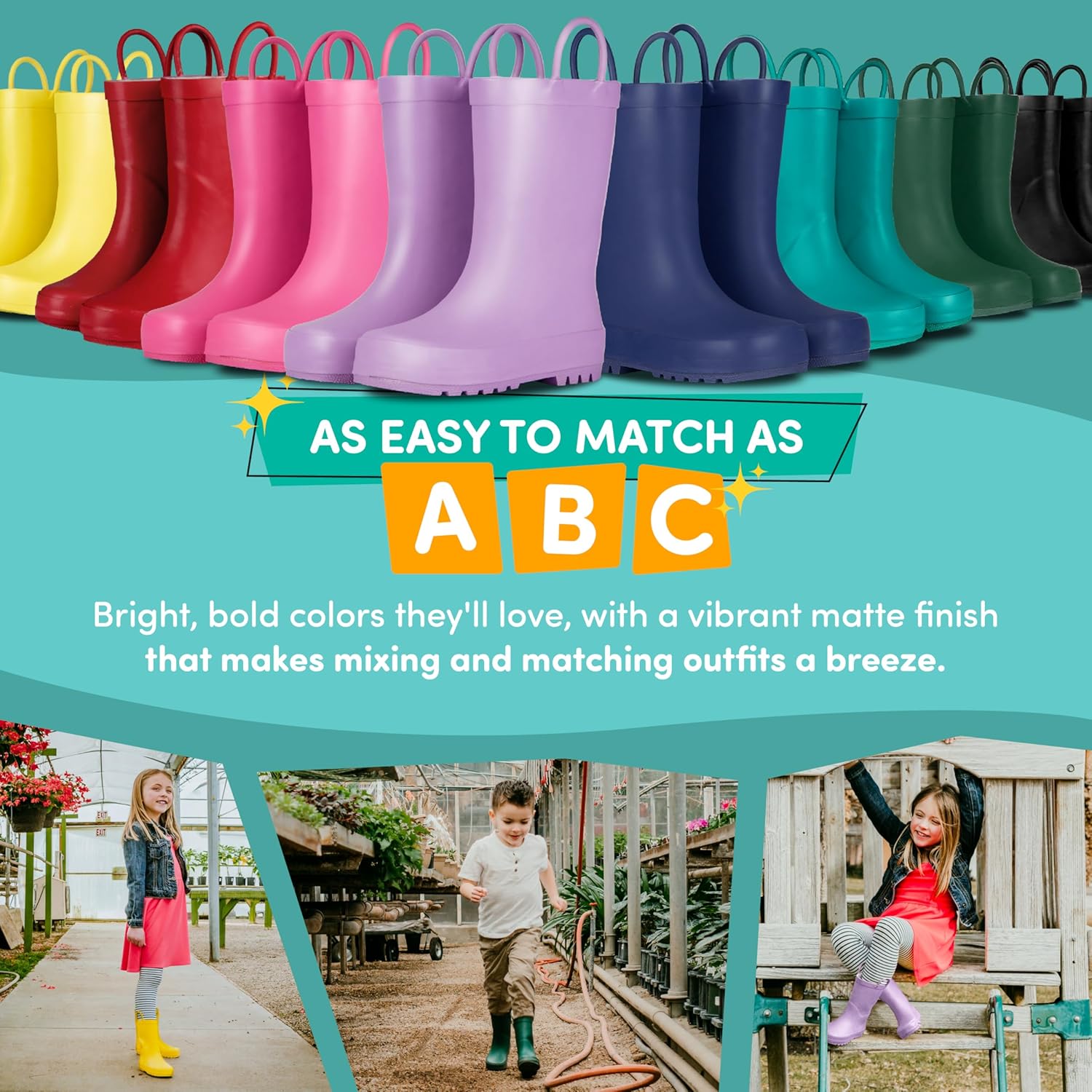 Lone Cone Premium Rain Boots for Kids with Solid Design