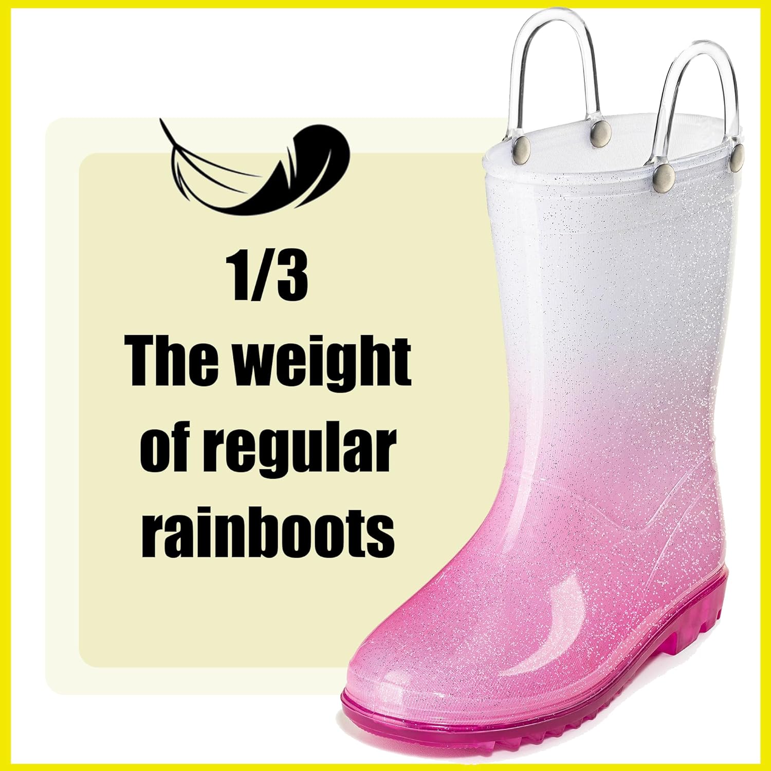 Puddle Play Kids PVC Glitter Rain Boots with Handles