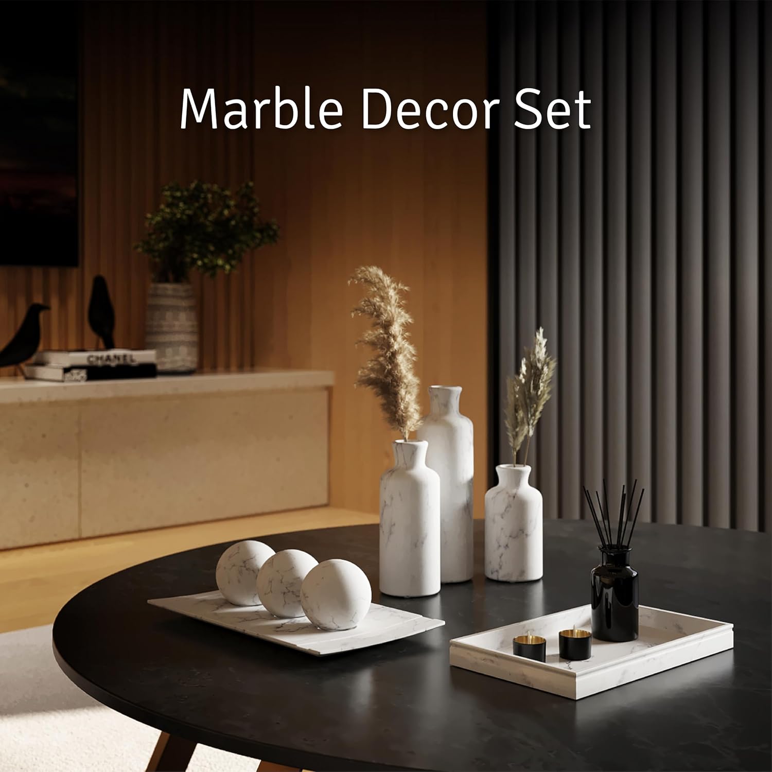 Creative Scents Decorative Marble Bowl and Orb Set