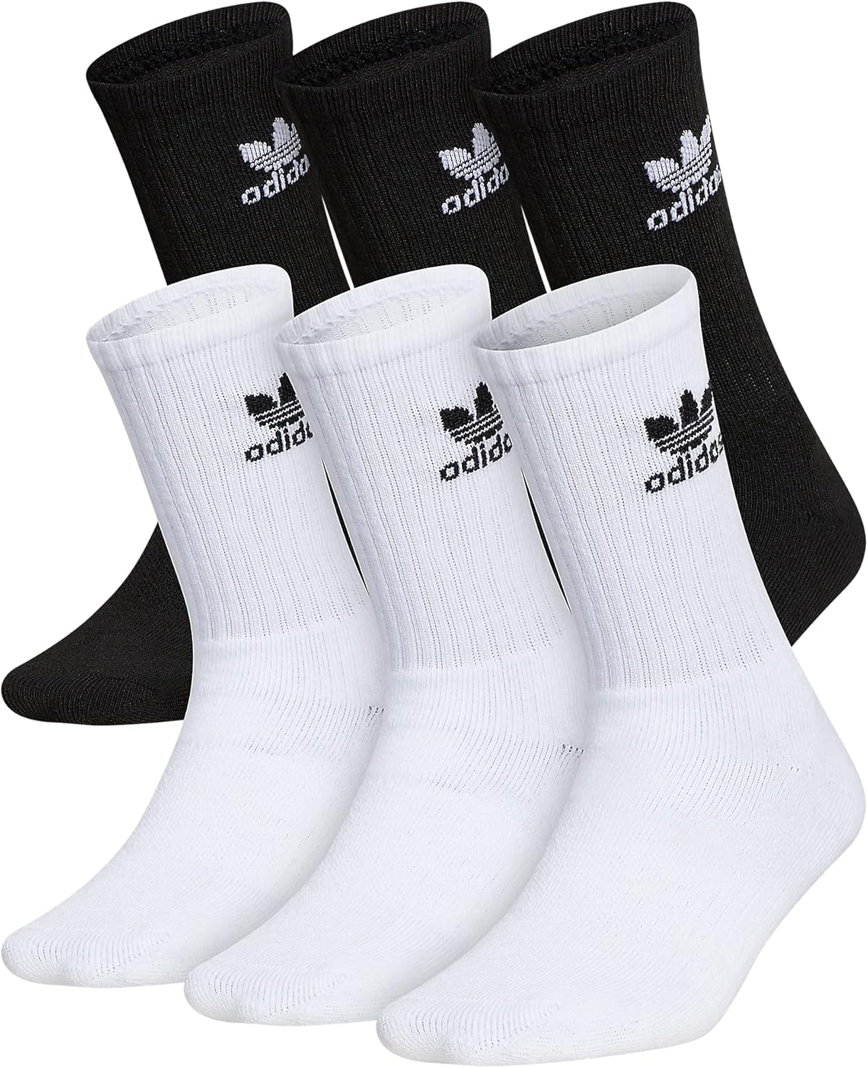 adidas Originals Kids Crew Socks 6 Pair Athletic Cushioned Breathing