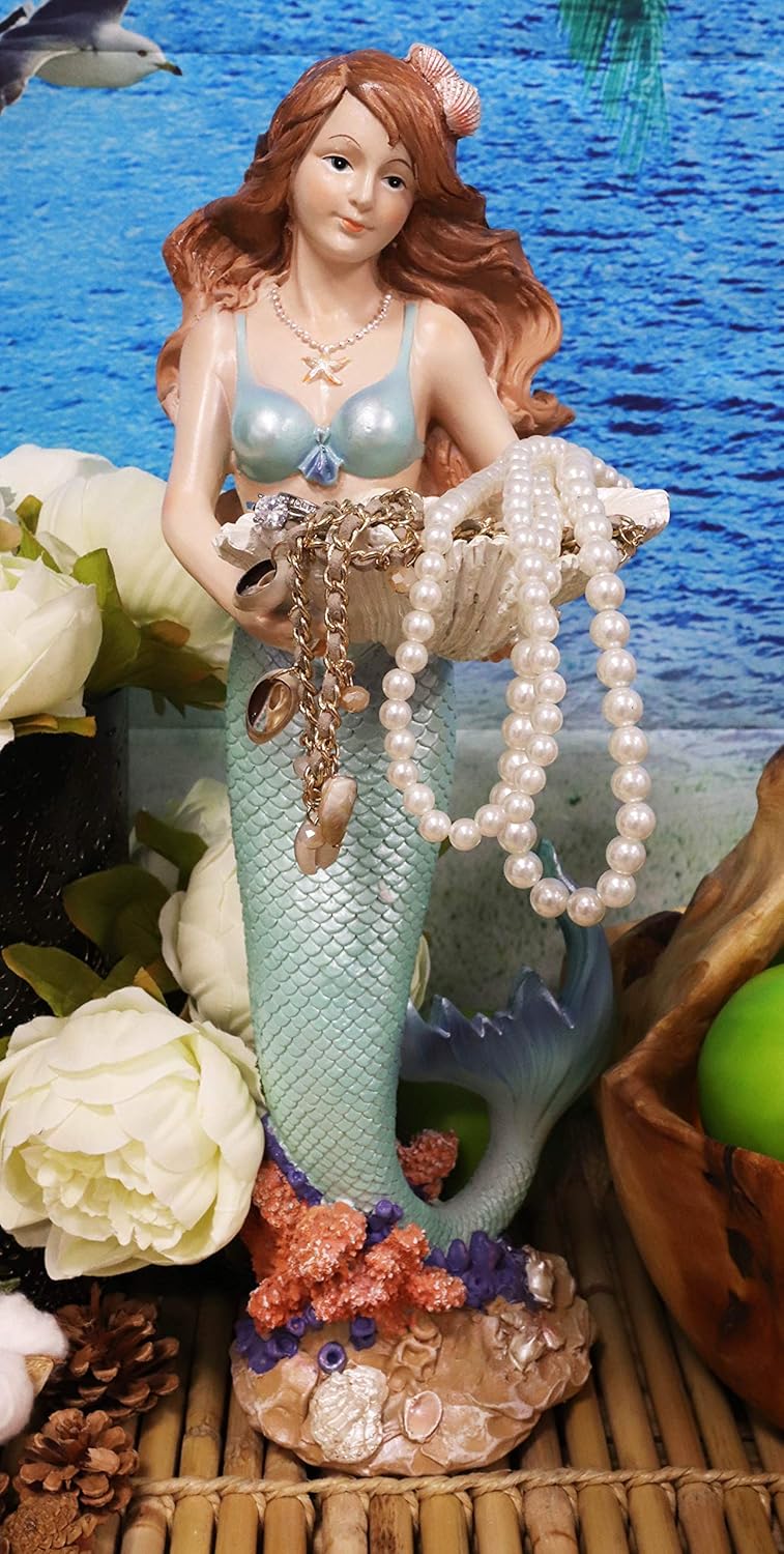 Ebros 17 Inch Tall Mermaid Ariel Statue with Oyster Shell