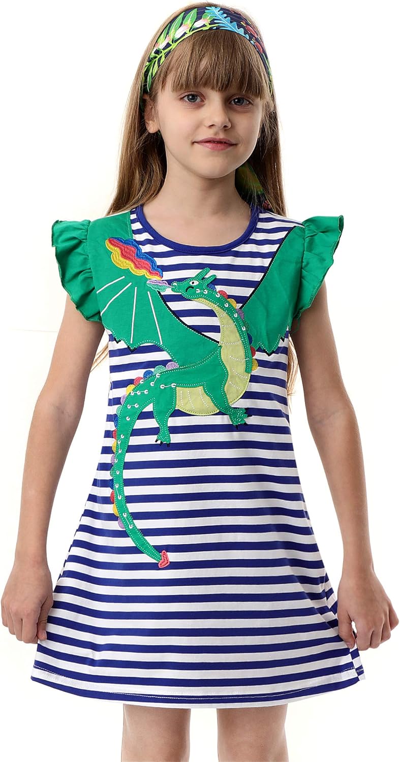 HILEELANG Little Girls Cotton Print Dress