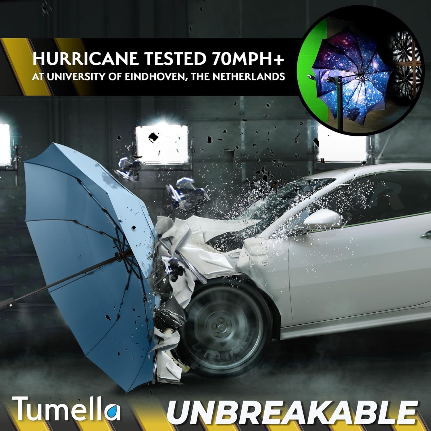 TUMELLA Windproof Travel Umbrella - Durable Compact Stylish