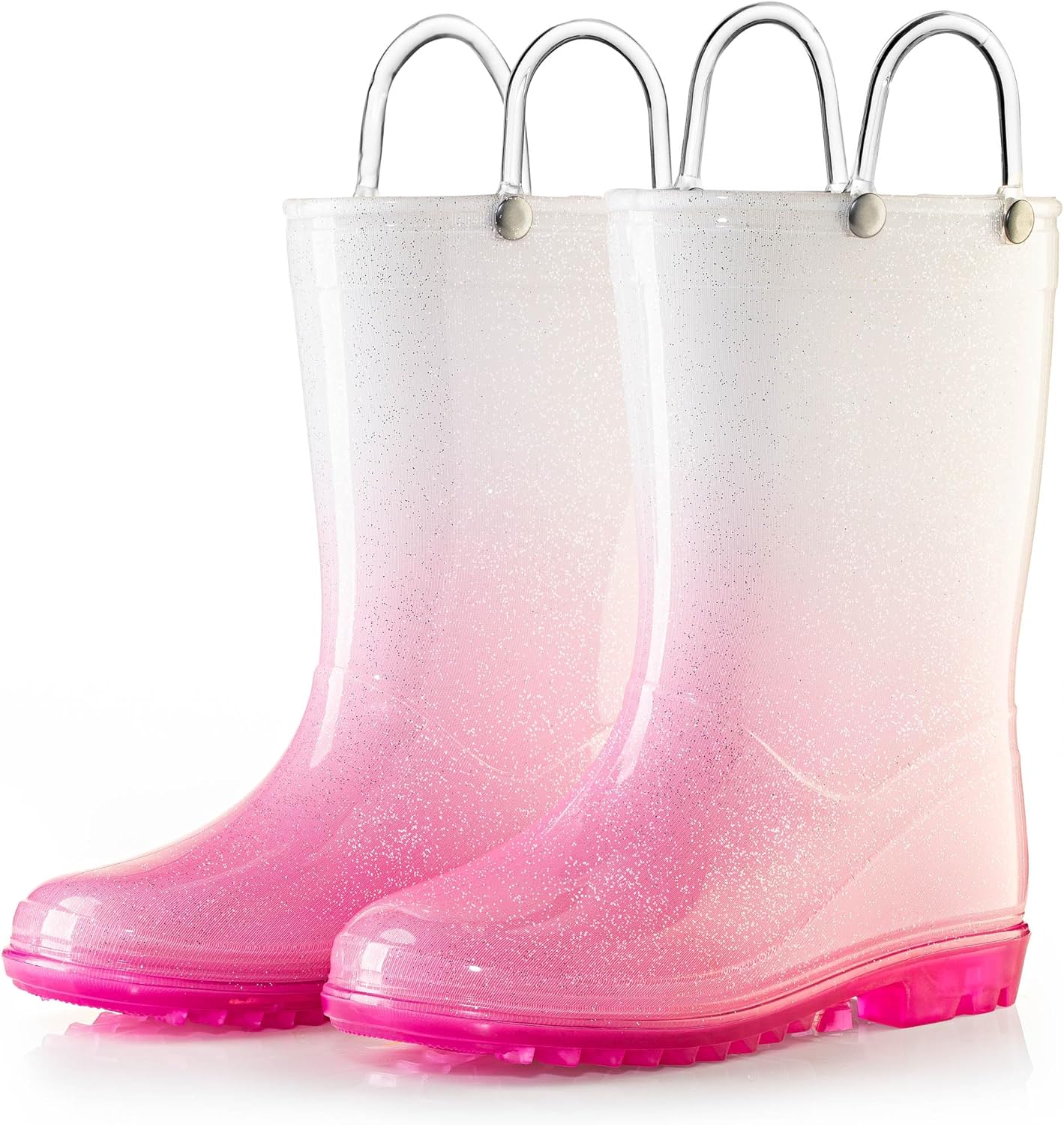 Puddle Play Kids PVC Glitter Rain Boots with Handles