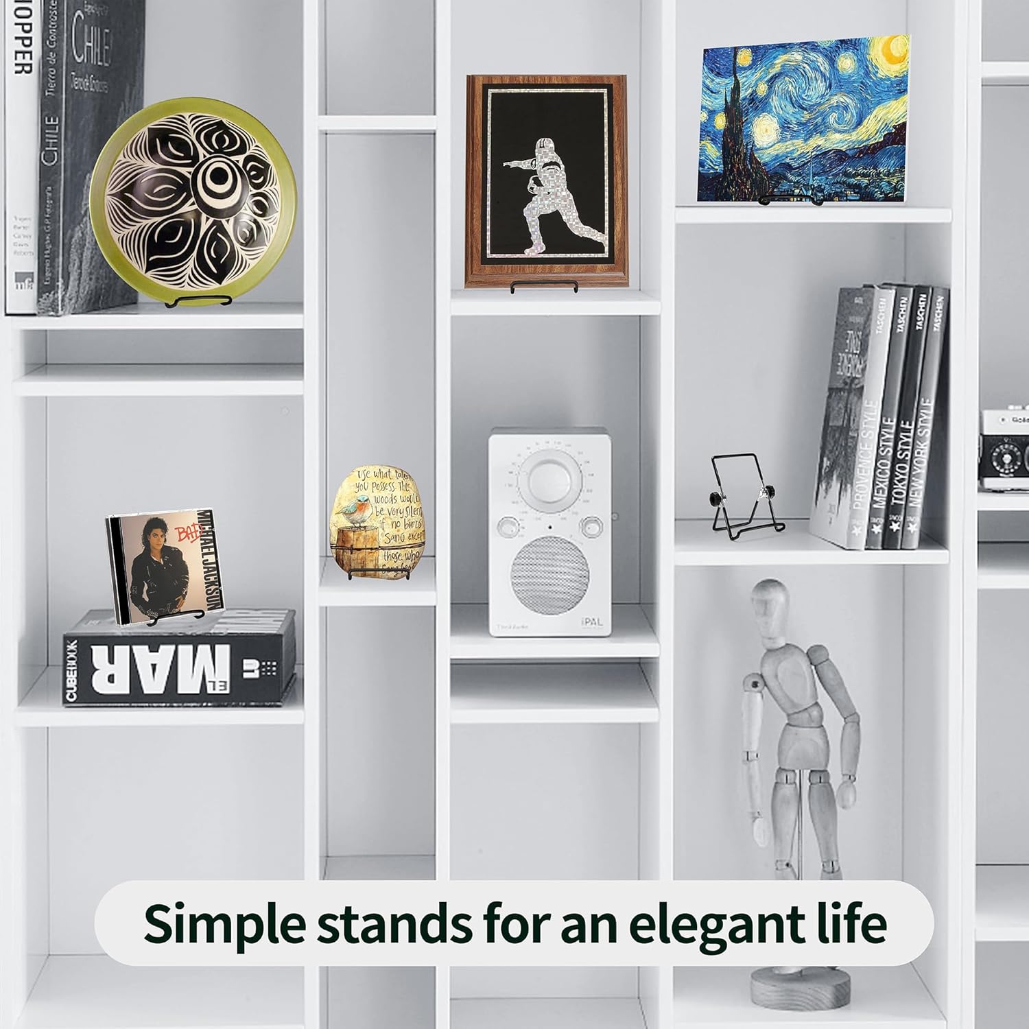 SOTER 2Pack Adjustable Display Stands for Plates Books and Art Black