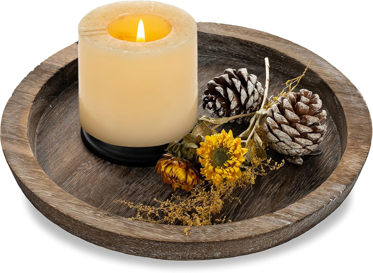 Romadedi 11inch Rustic Wooden Candle Tray Decor