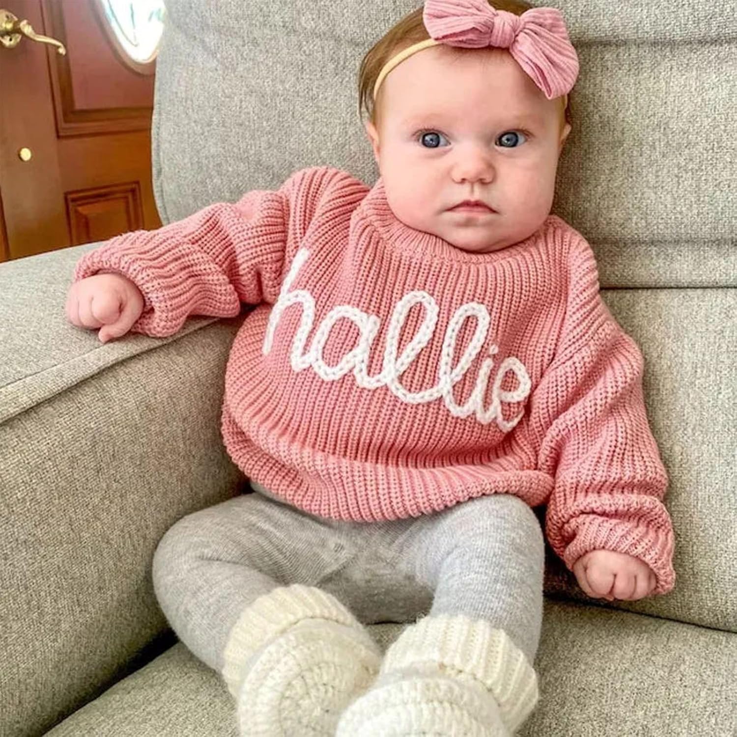 Personalized Toddler Baby Girl Floral Crewneck Sweater