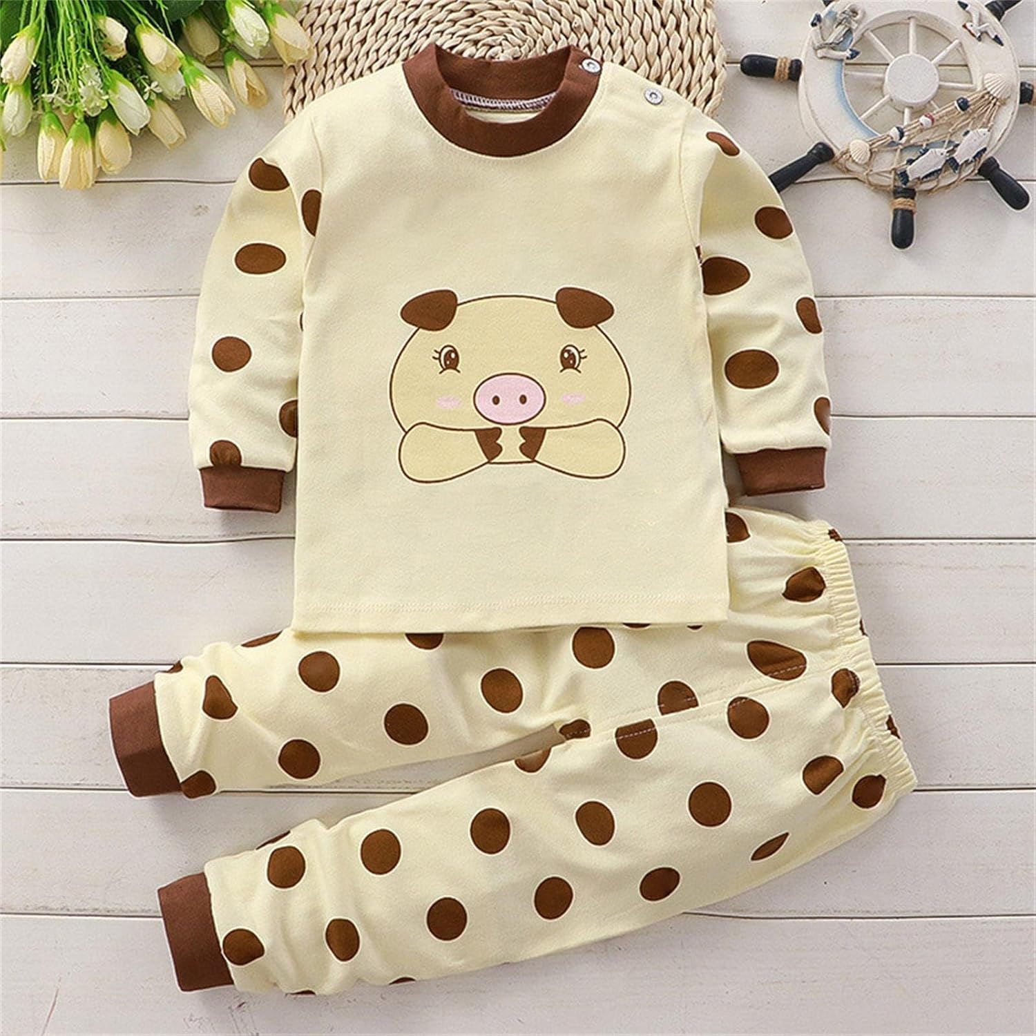 Toddler Baby Boys Girls Soft Long Sleeve 2-Piece Outfits
