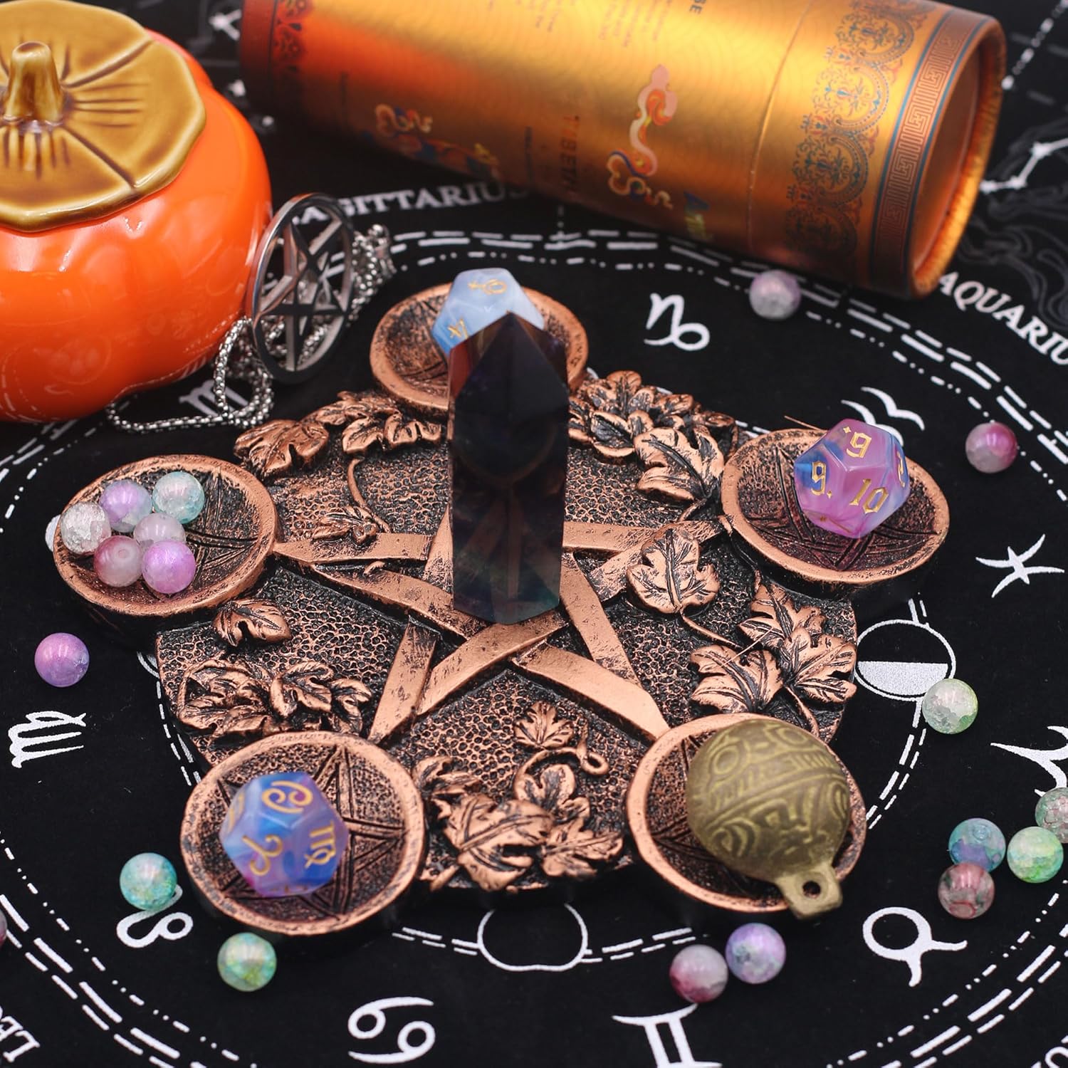 VSPDVO Star Candle Holder Pentacle Altar Tray