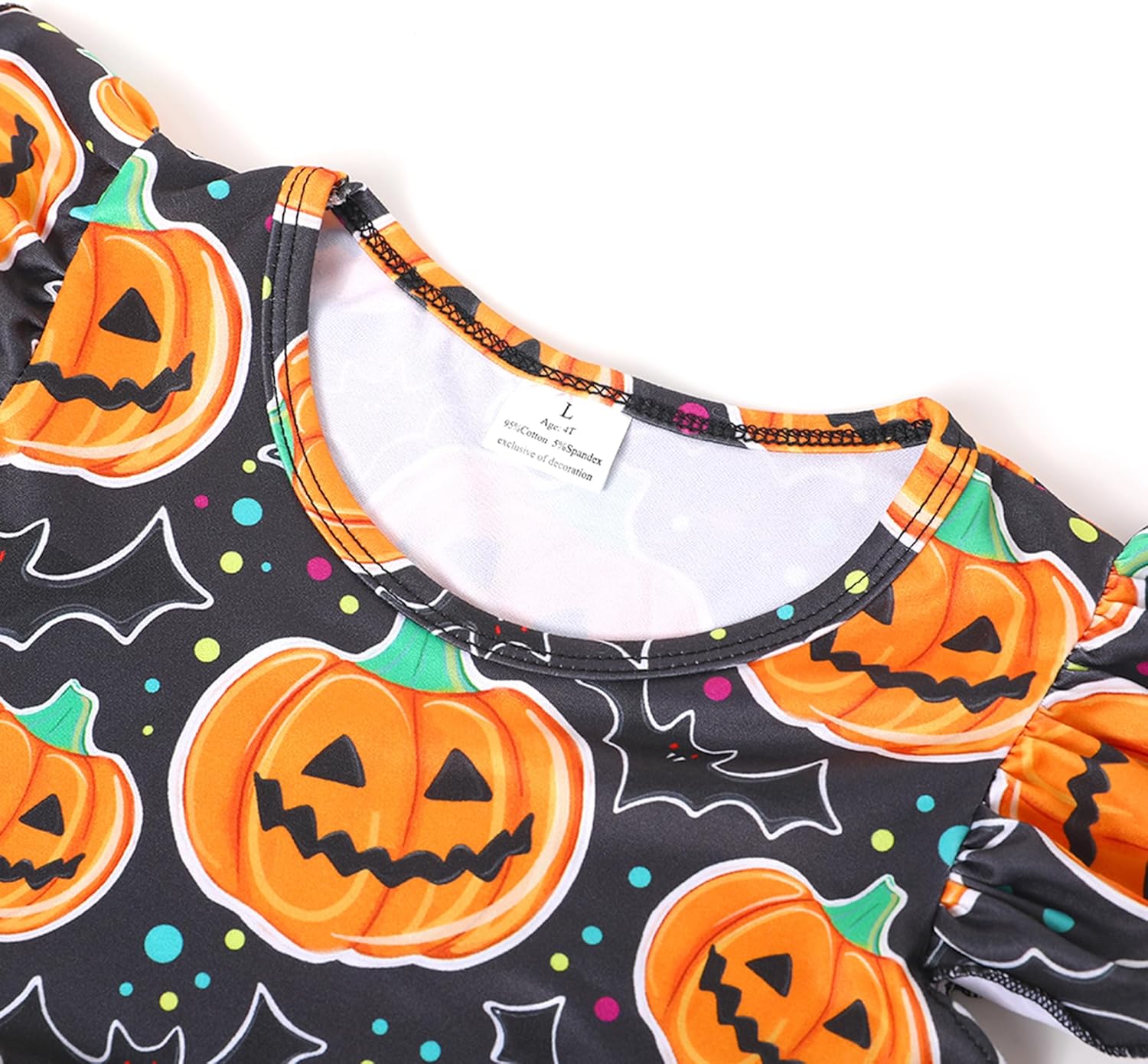 Halloween Christmas Toddler Girls Dress with Pumpkin Spider Ghost Print