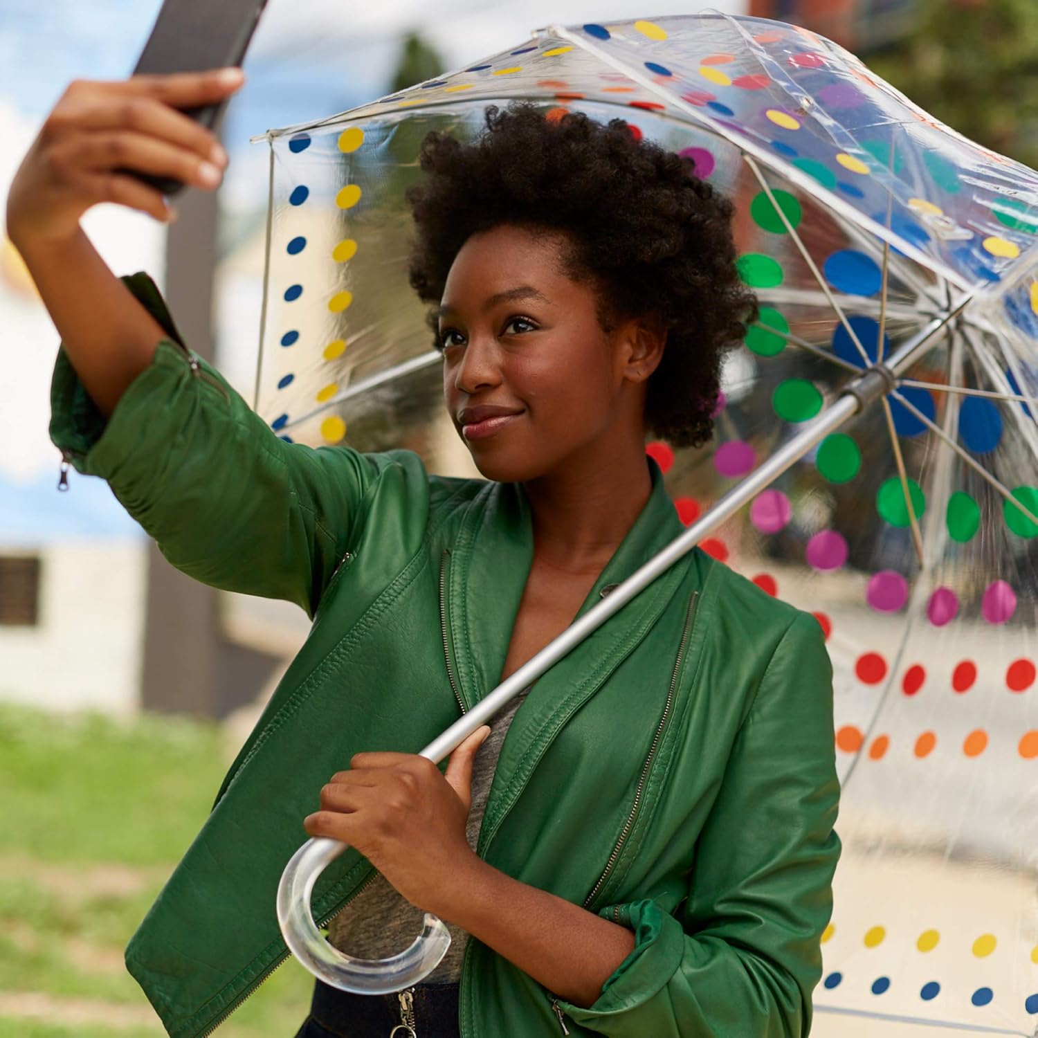 Totes Adult Clear Bubble Umbrella with Dome Canopy