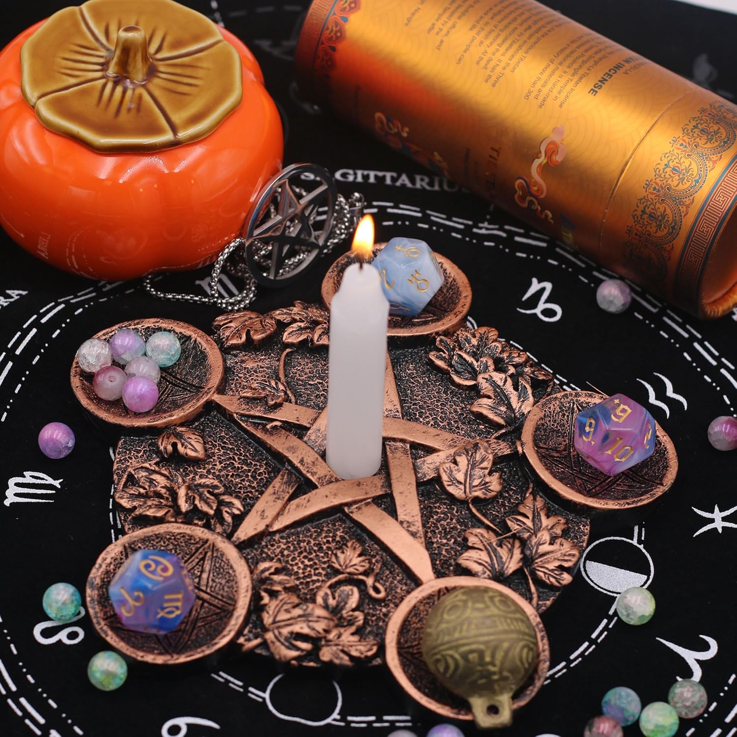VSPDVO Star Candle Holder Pentacle Altar Tray