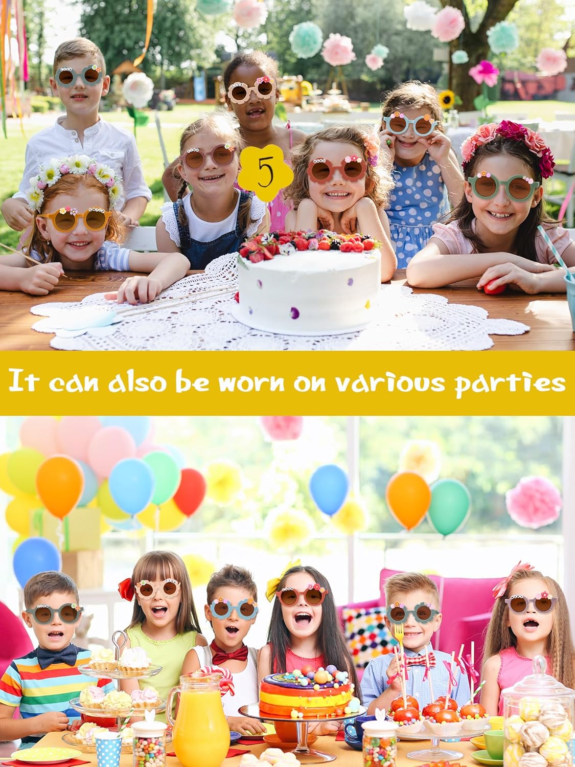 Kanayu Kids Round Sunglasses DIY Kit with Letter Beads and Flower Charms