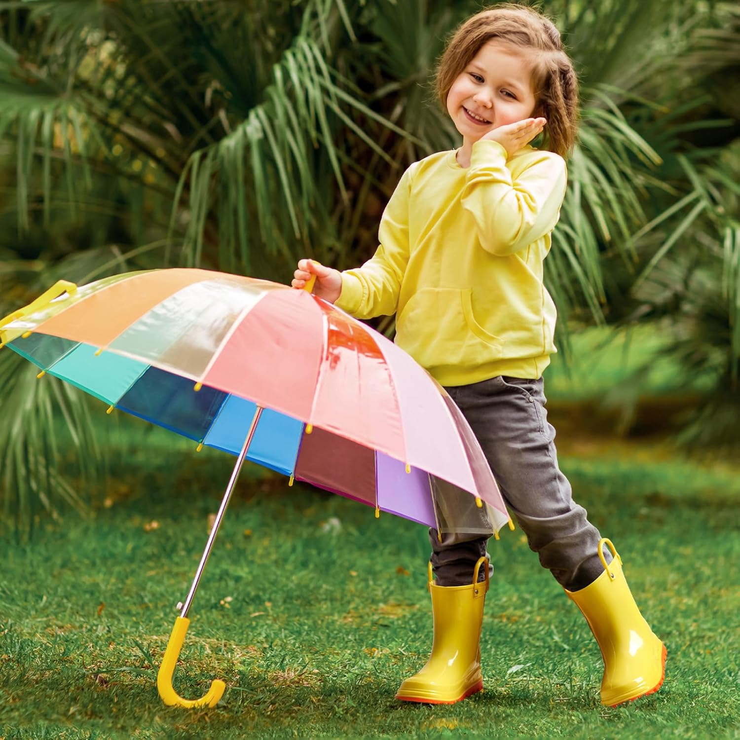 HISEA Toddler Rain Boots Waterproof Easy-On Handles