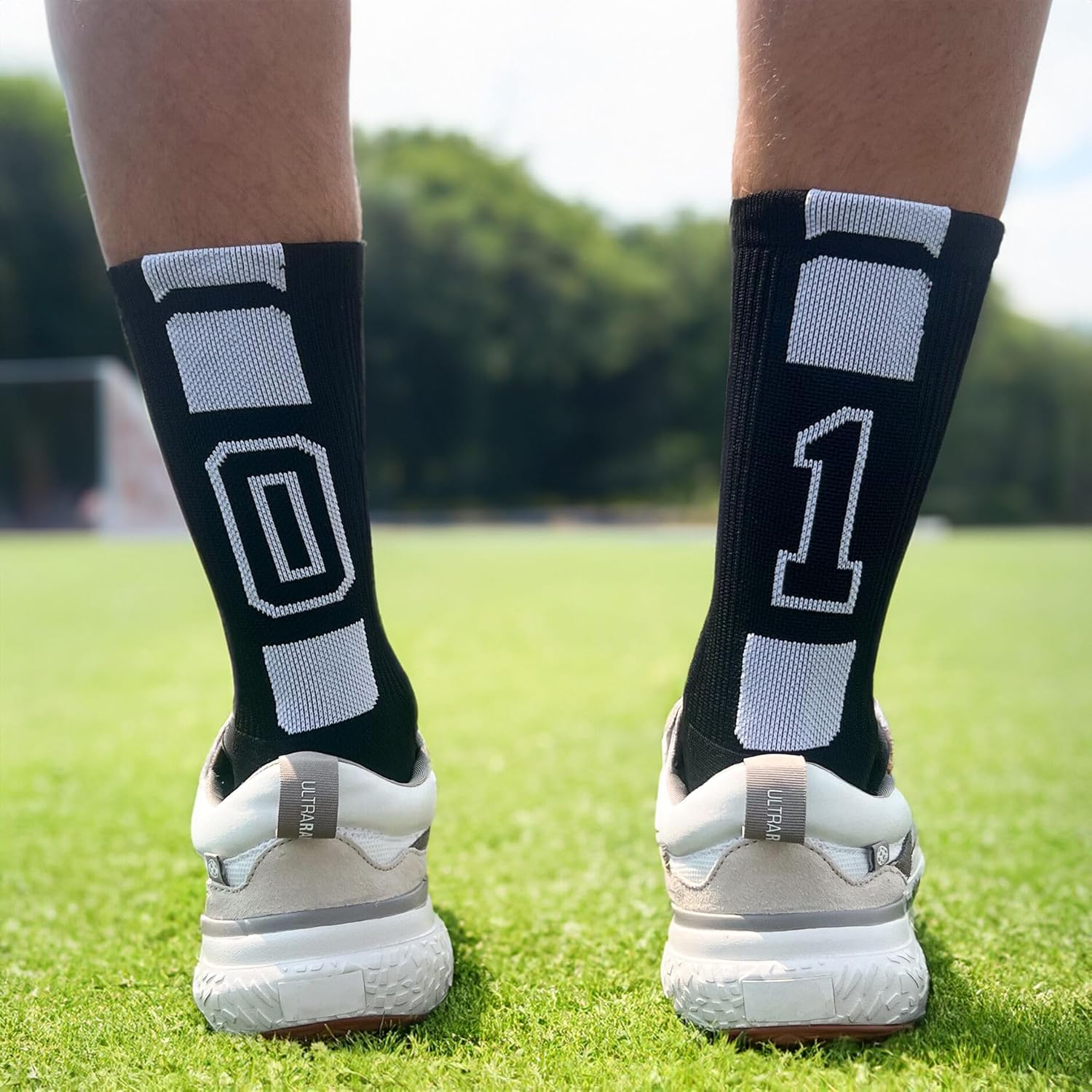 ChalkTalkSPORTS Custom Number Socks - Black Durable