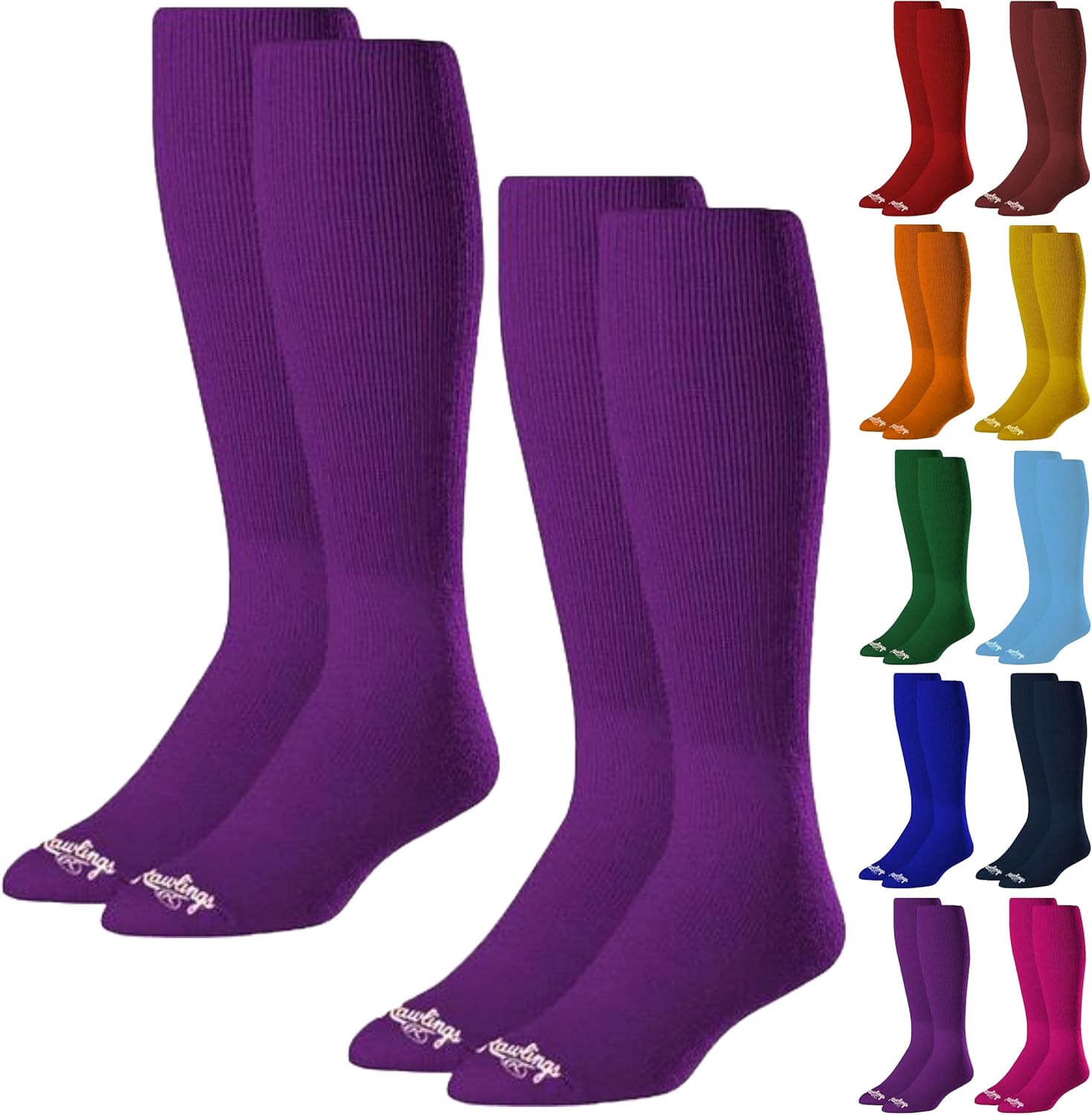 Rawlings 2 Pair Athletic Socks for Baseball Softball