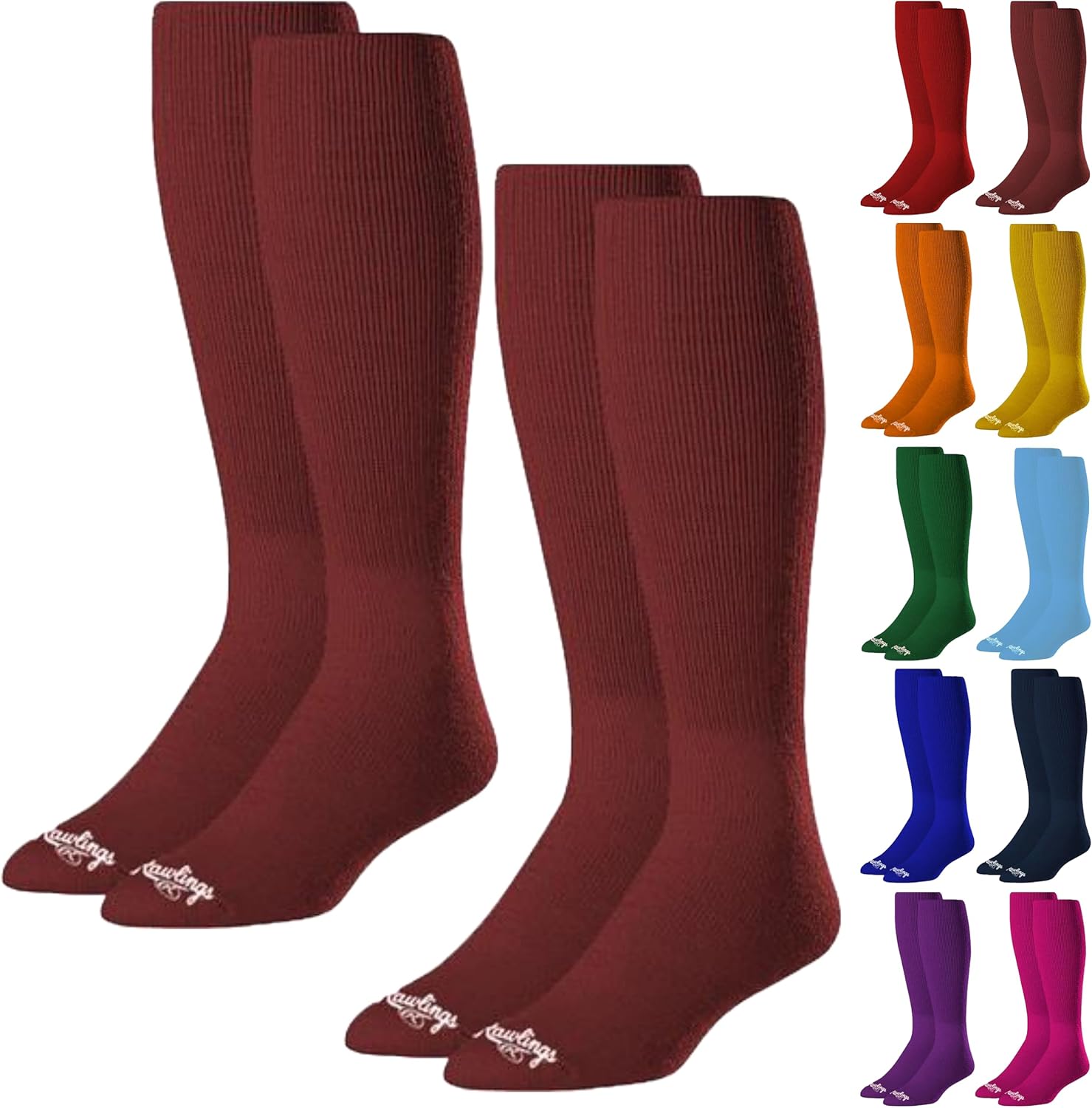 Rawlings 2 Pair Athletic Socks Baseball Softball
