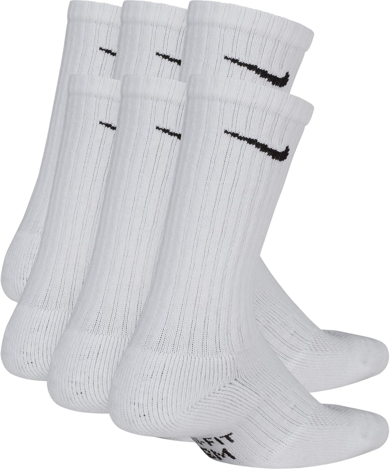 Nike Kids Cushion Crew Socks 6 Pair White Black Small 1