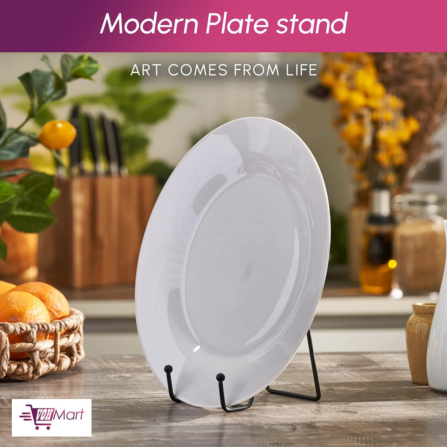 VOHMART 2 Pack 6 Inch Black Metal Plate Stands
