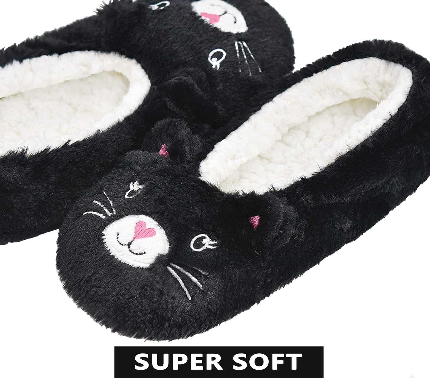 Cute Fuzzy Panda Bros Slippers With Non-Slip Grippers