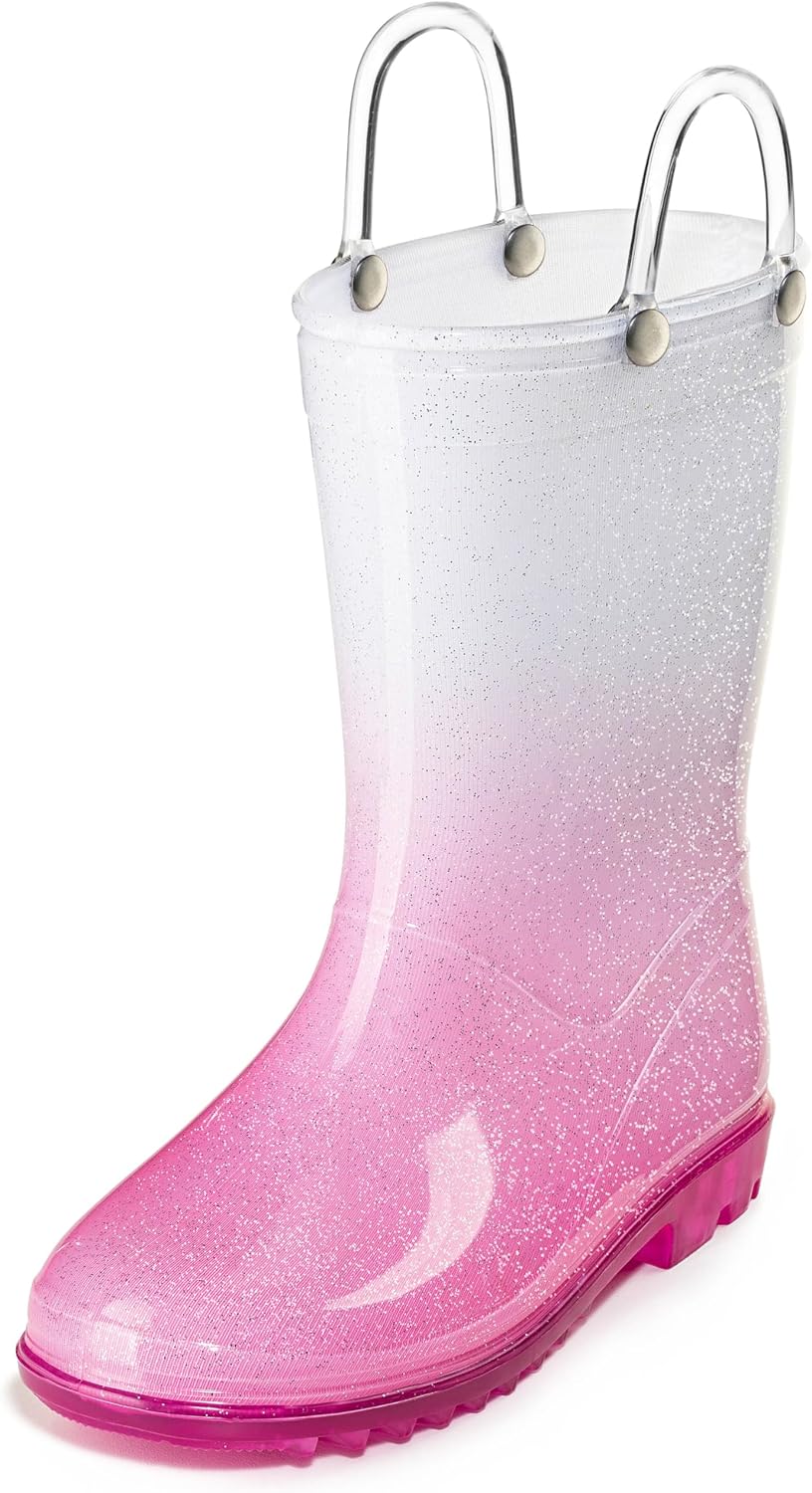 Puddle Play Kids PVC Glitter Rain Boots with Handles