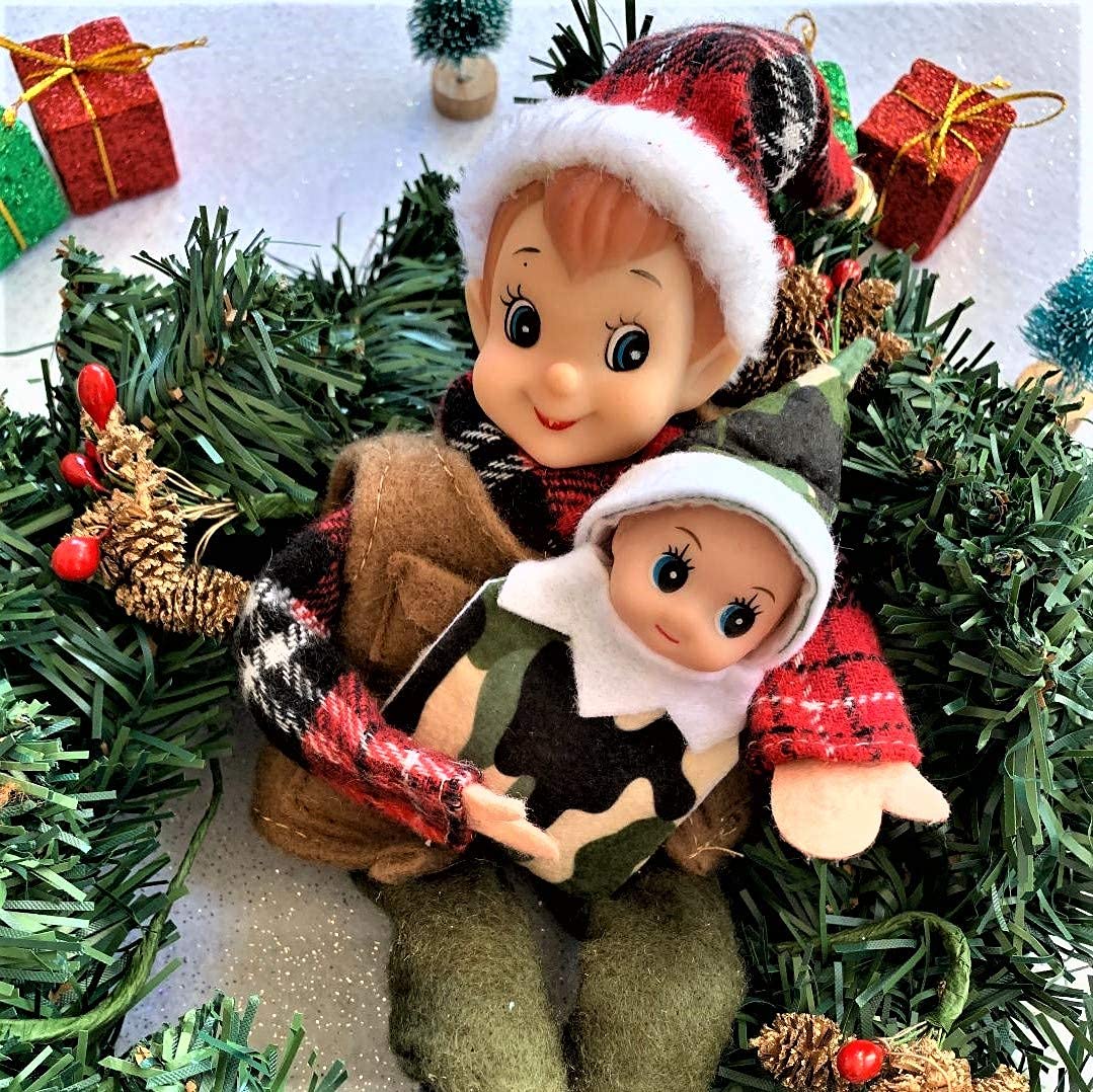 Baby Elf Doll - Camo Full Body Newborn Elf Figurine