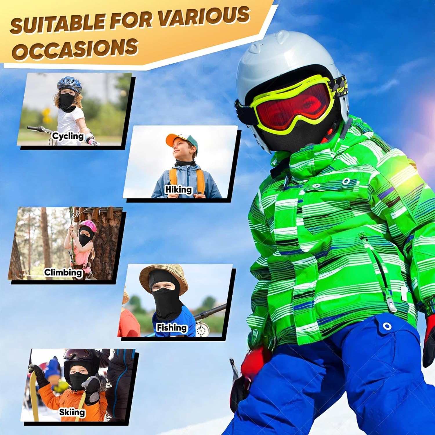 Ameceres Kids Balaclava Ski Mask Winter Cold Weather Windproof Face Cover