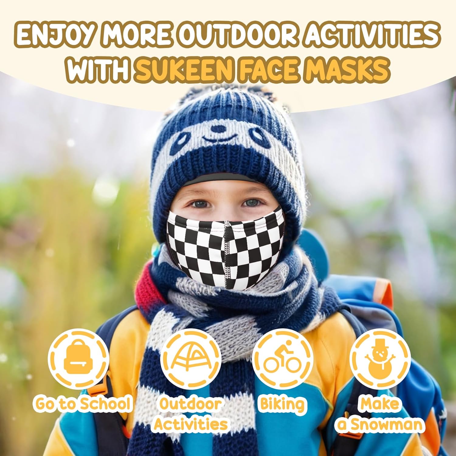 Sukeen Kids Winter Balaclava Ski Mask with Fleece Lining and Neck Gaiter