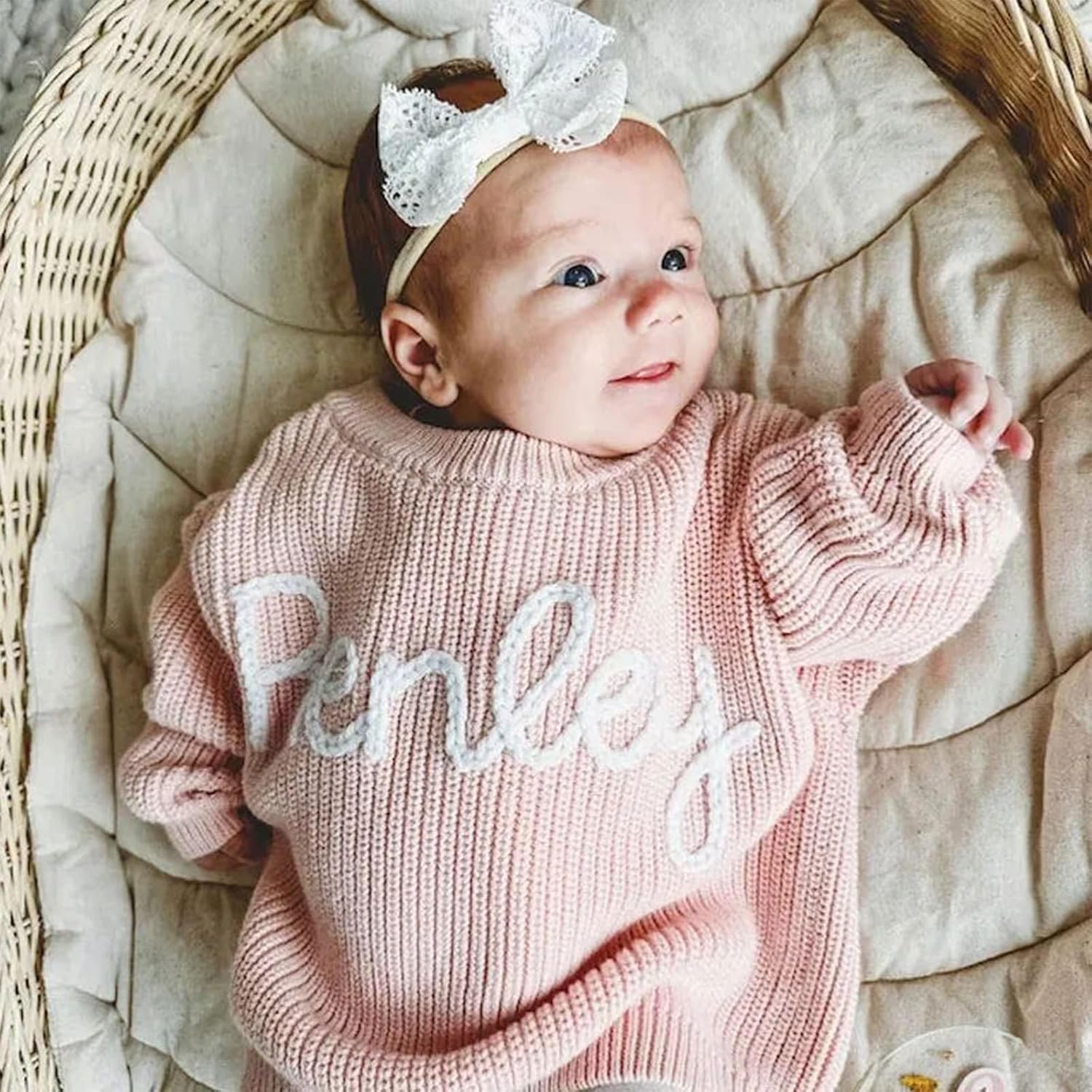 Personalized Toddler Baby Girl Floral Crewneck Sweater