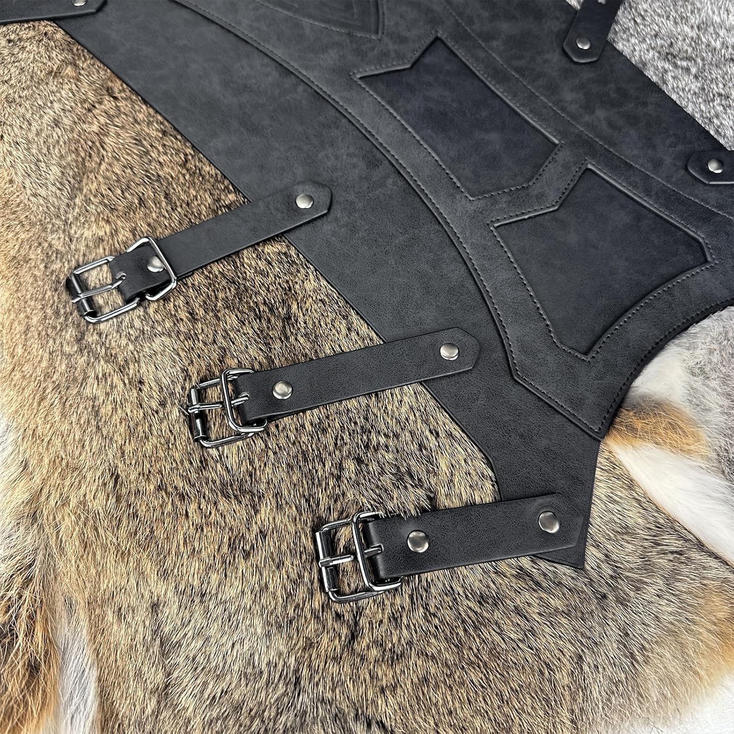 HiiFeuer Medieval Faux Leather Leg Gaiters for LARP 1