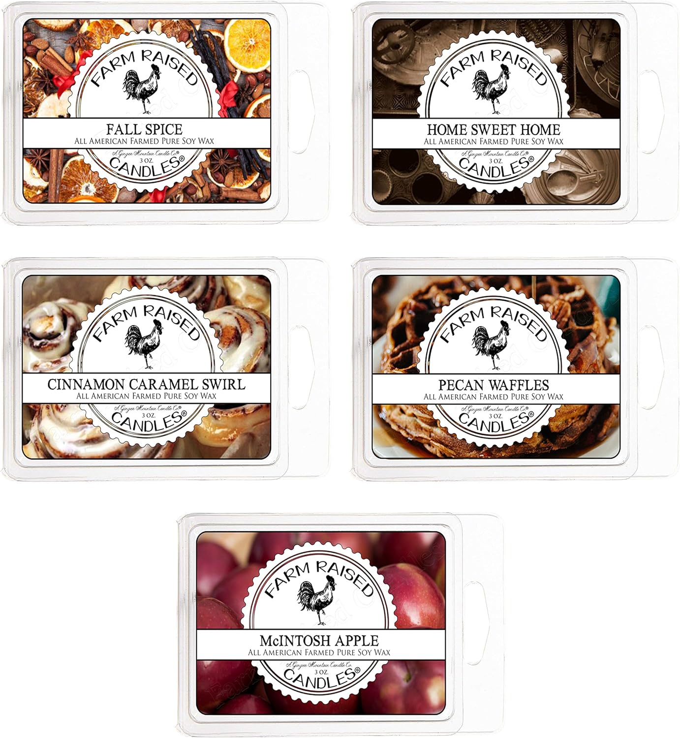 Farm Raised Candles - 5 Fall Spice Scents Soy Wax Cubes