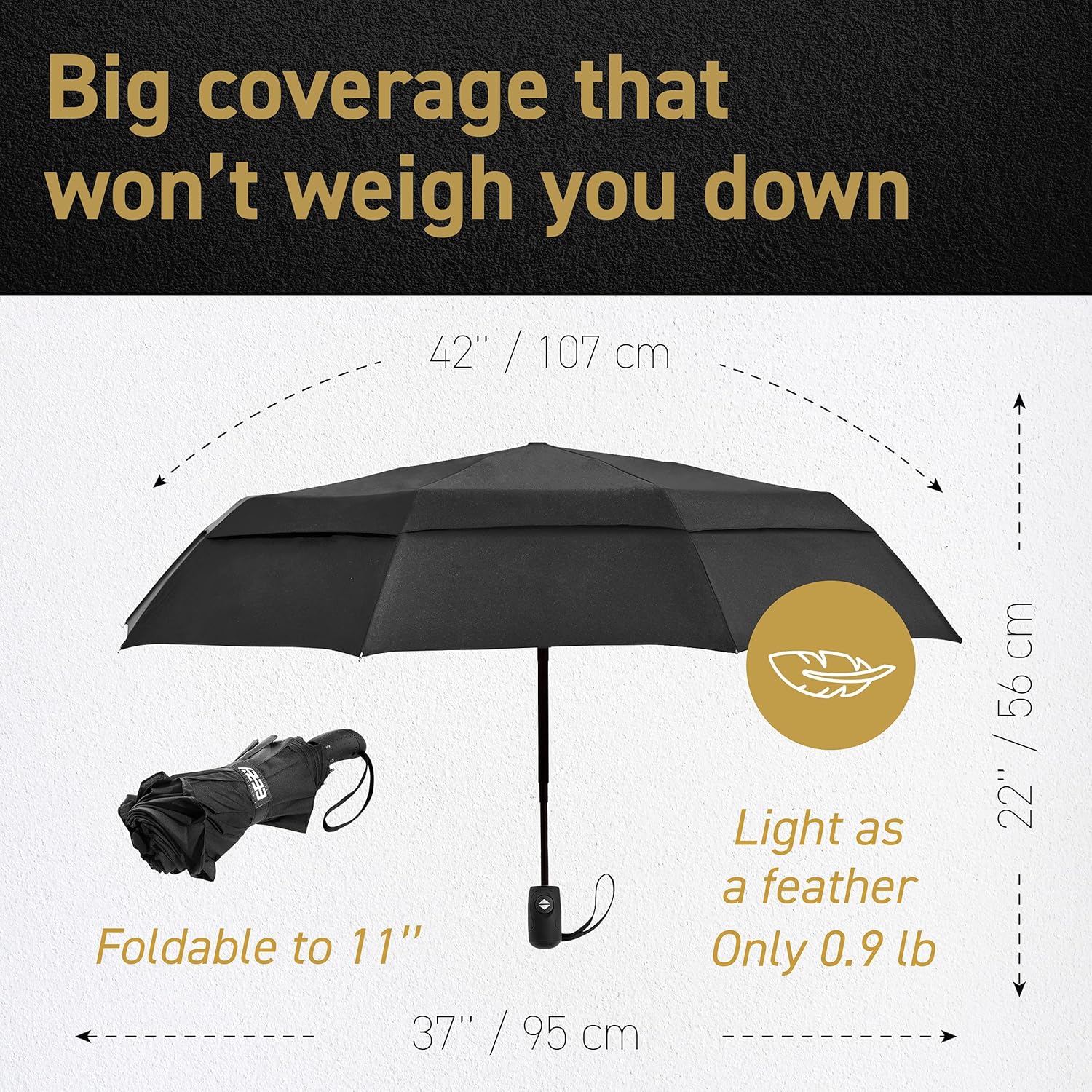 Windproof Travel Umbrella - Lightweight Compact for Men Women