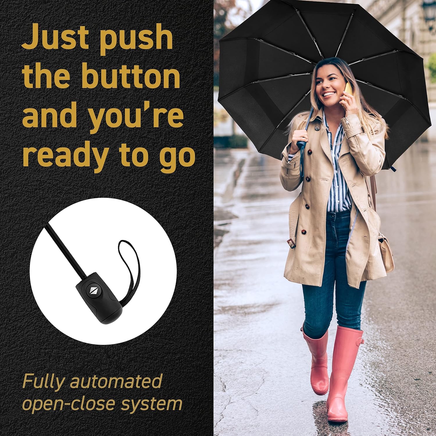 Windproof Travel Umbrella - Lightweight Compact for Men Women