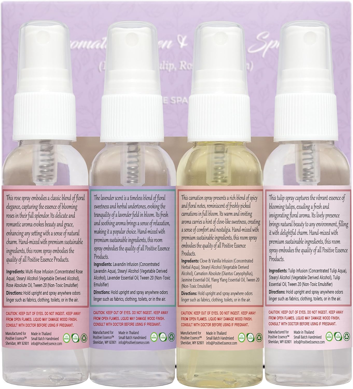 Positive Essence Linen Room Spray Floral Gift Set 4-Pack 1