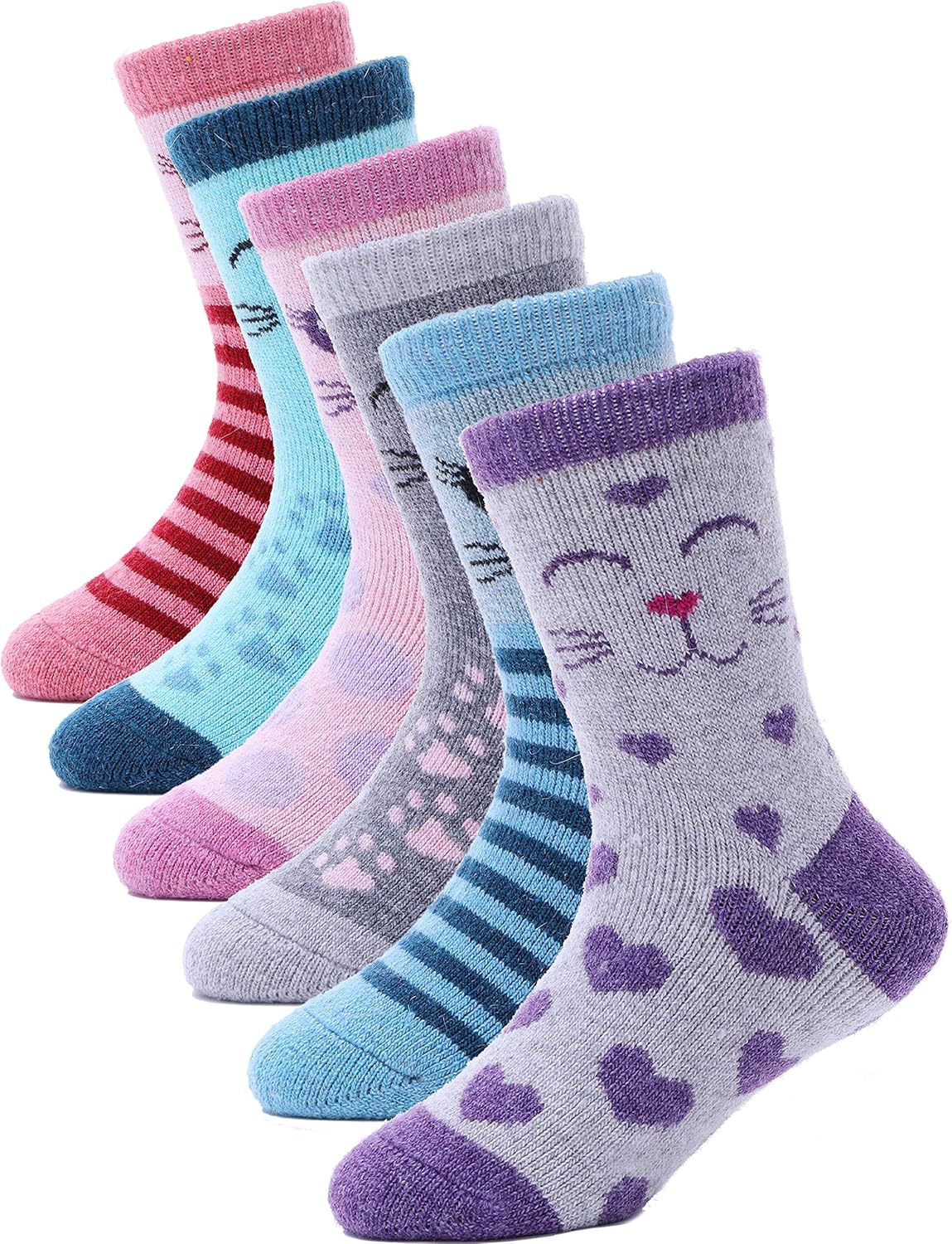 ANTSANG Kids Merino Wool Hiking Socks 6 Pairs
