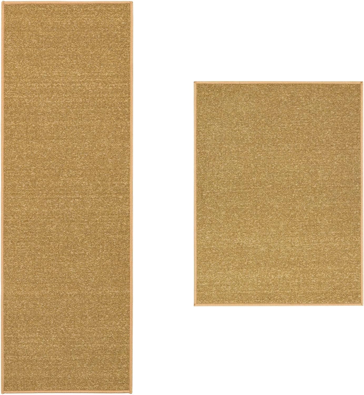 Otomanson 2 Piece Non-Slip Beige Runner Rug Set