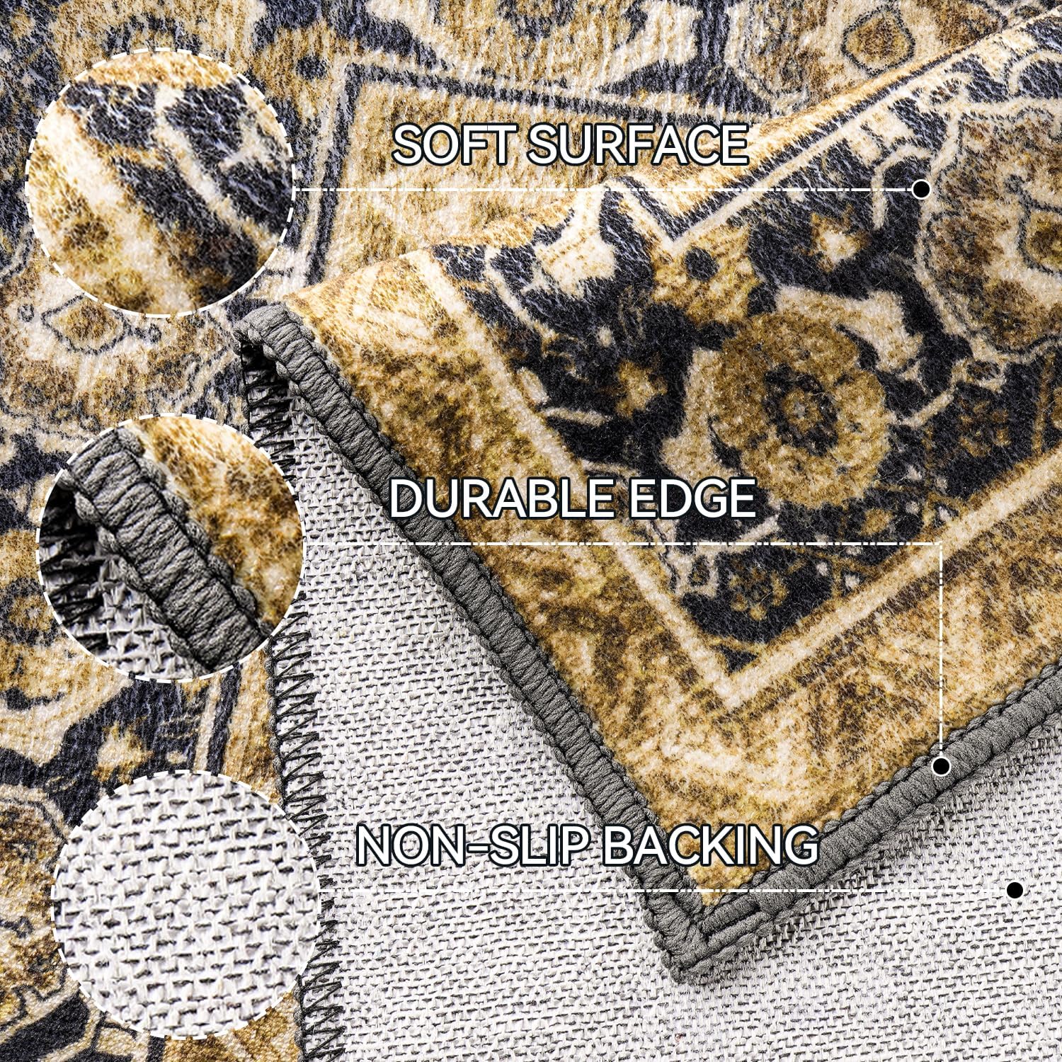 Hargiis Bohemian Runner Rug 35 Non-Slip Pet Friendly