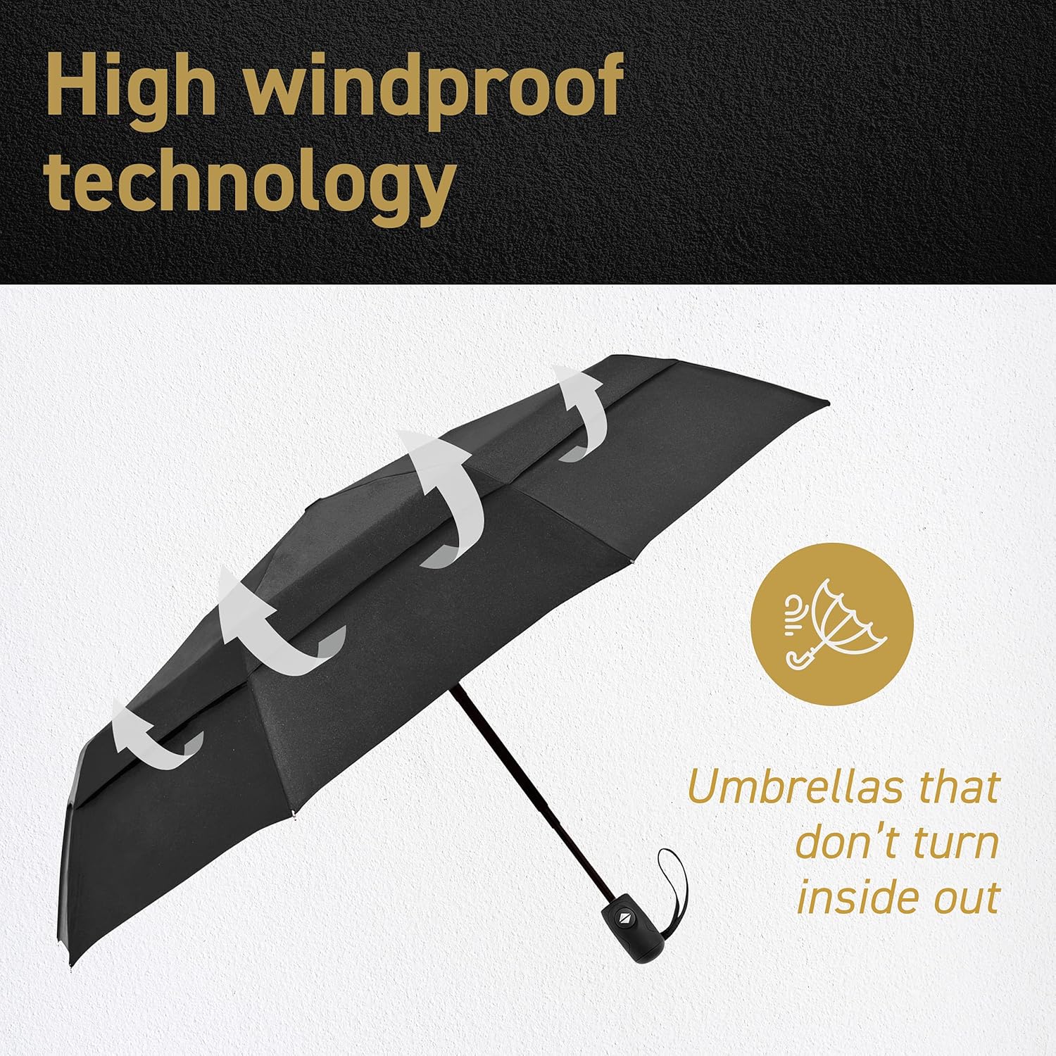 Windproof Travel Umbrella - Lightweight Compact for Men Women