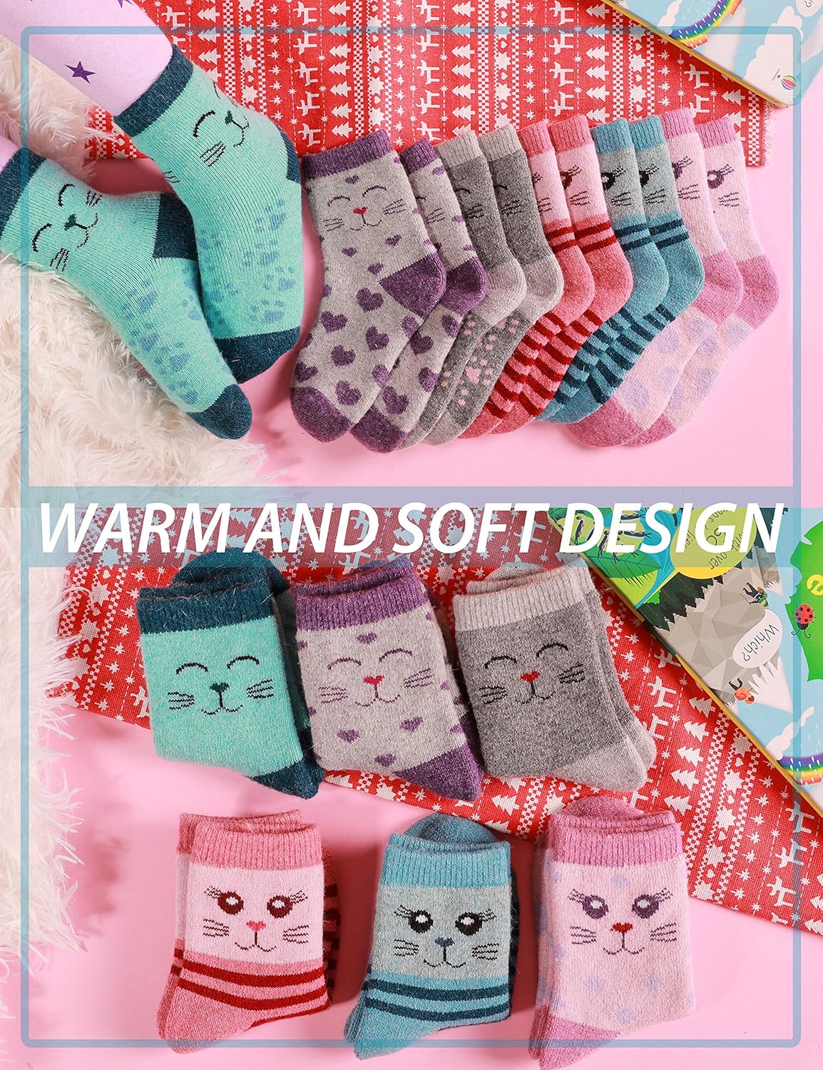 ANTSANG Kids Merino Wool Hiking Socks 6 Pairs